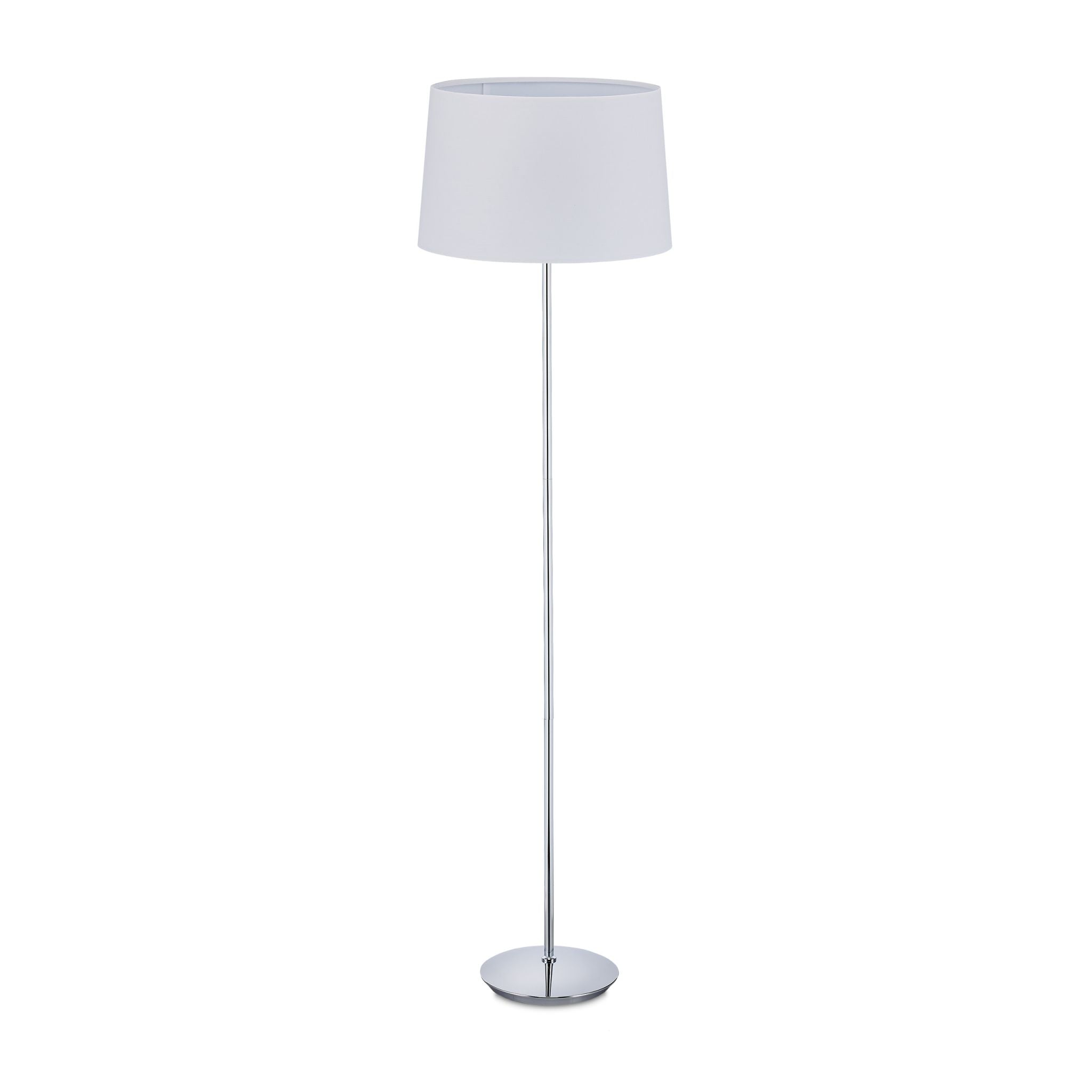 Stehlampe mit Stoffschirm Weiss-Silber von Relaxdays