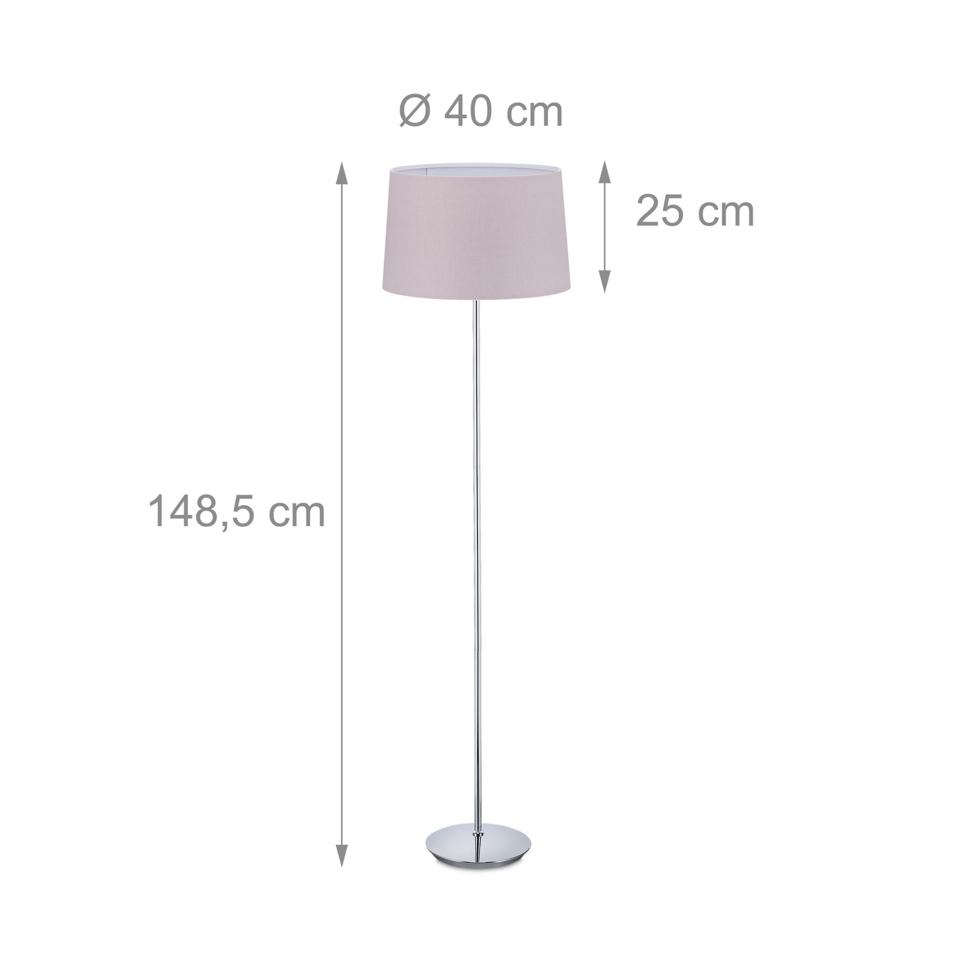 Stehlampe mit Stoffschirm Rosa-Silber von Relaxdays