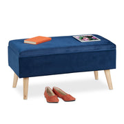 Samt Sitzbank mit Stauraum Dunkelblau von Relaxdays