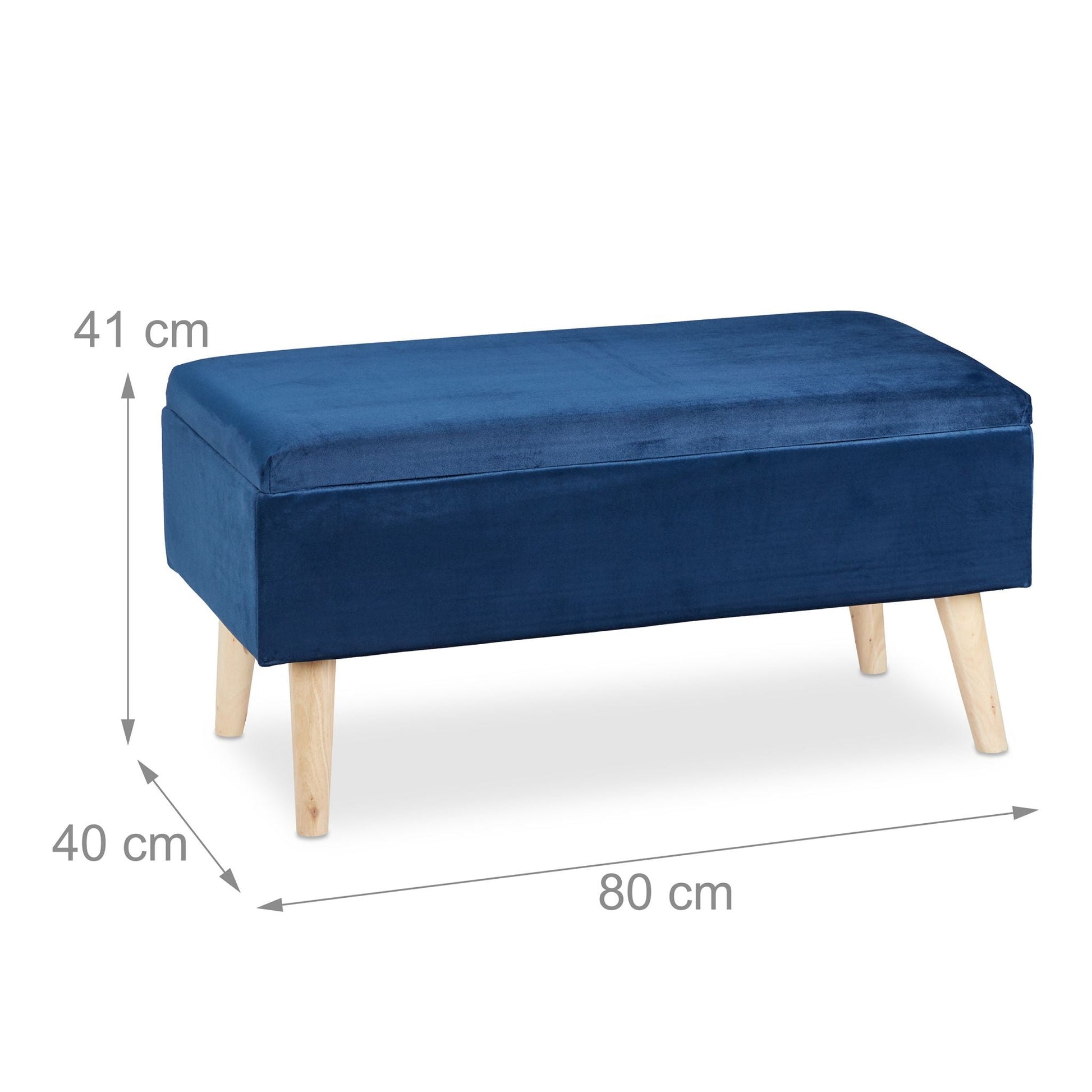 Samt Sitzbank mit Stauraum Dunkelblau von Relaxdays