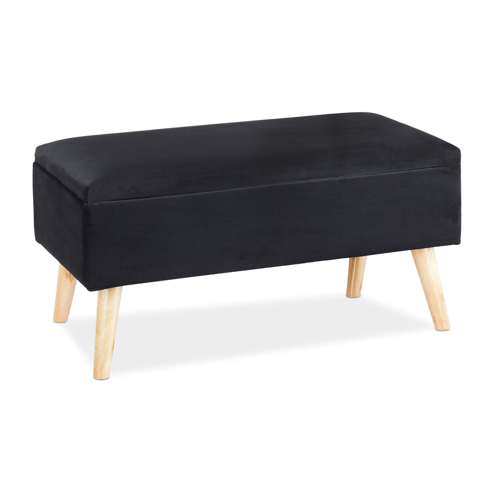 Samt Sitzbank mit Stauraum Schwarz von Relaxdays