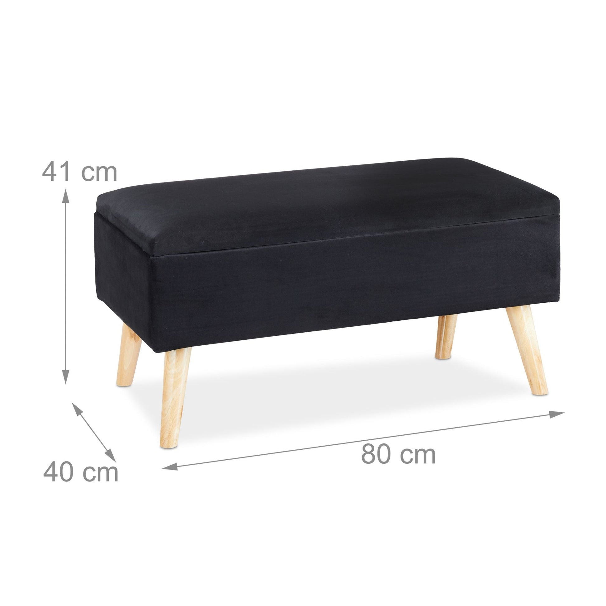 Samt Sitzbank mit Stauraum Schwarz von Relaxdays