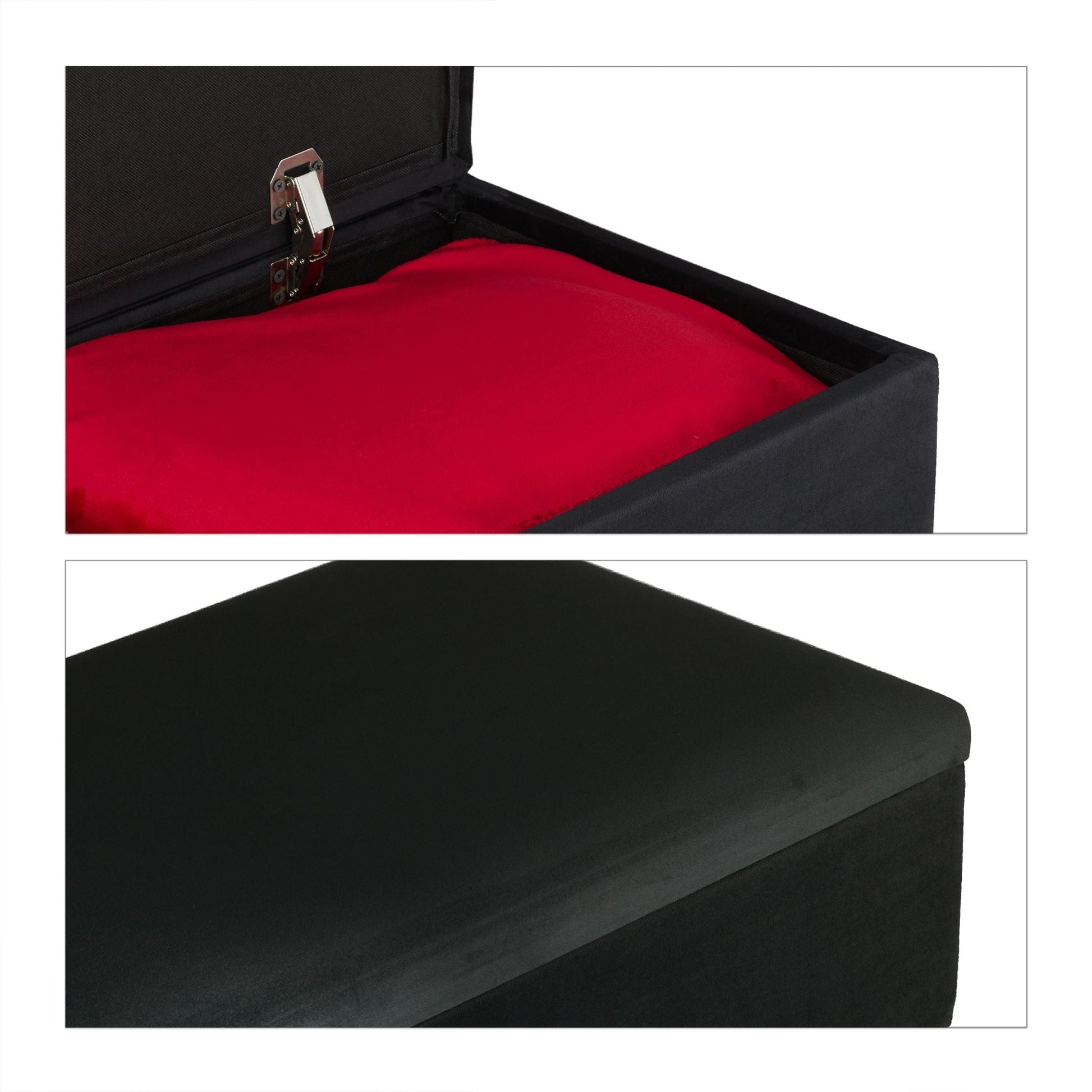 Samt Sitzbank mit Stauraum Schwarz von Relaxdays