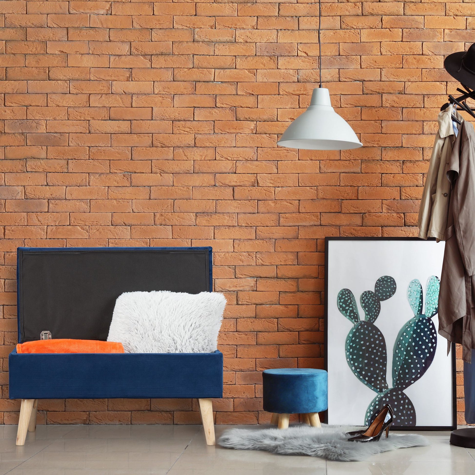Samt Sitzbank mit Stauraum Weiss von Relaxdays