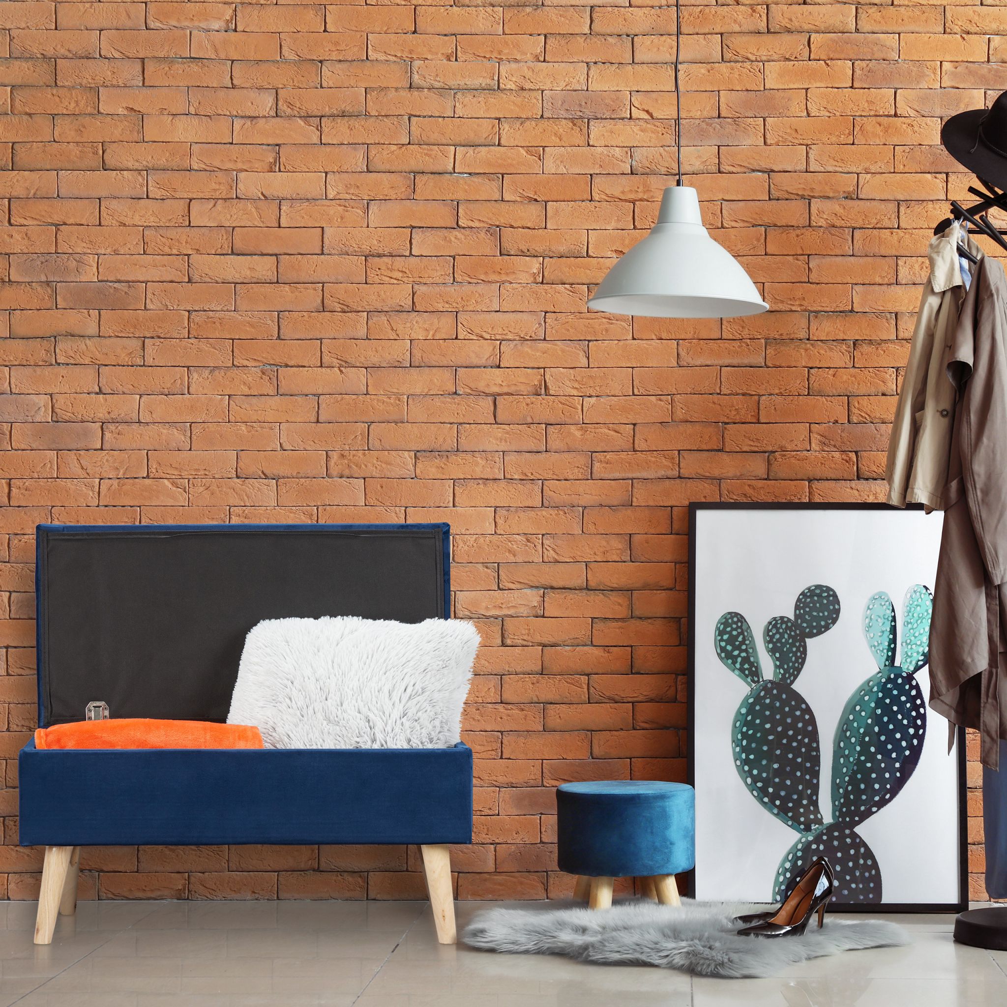 Samt Sitzbank mit Stauraum Weiss von Relaxdays