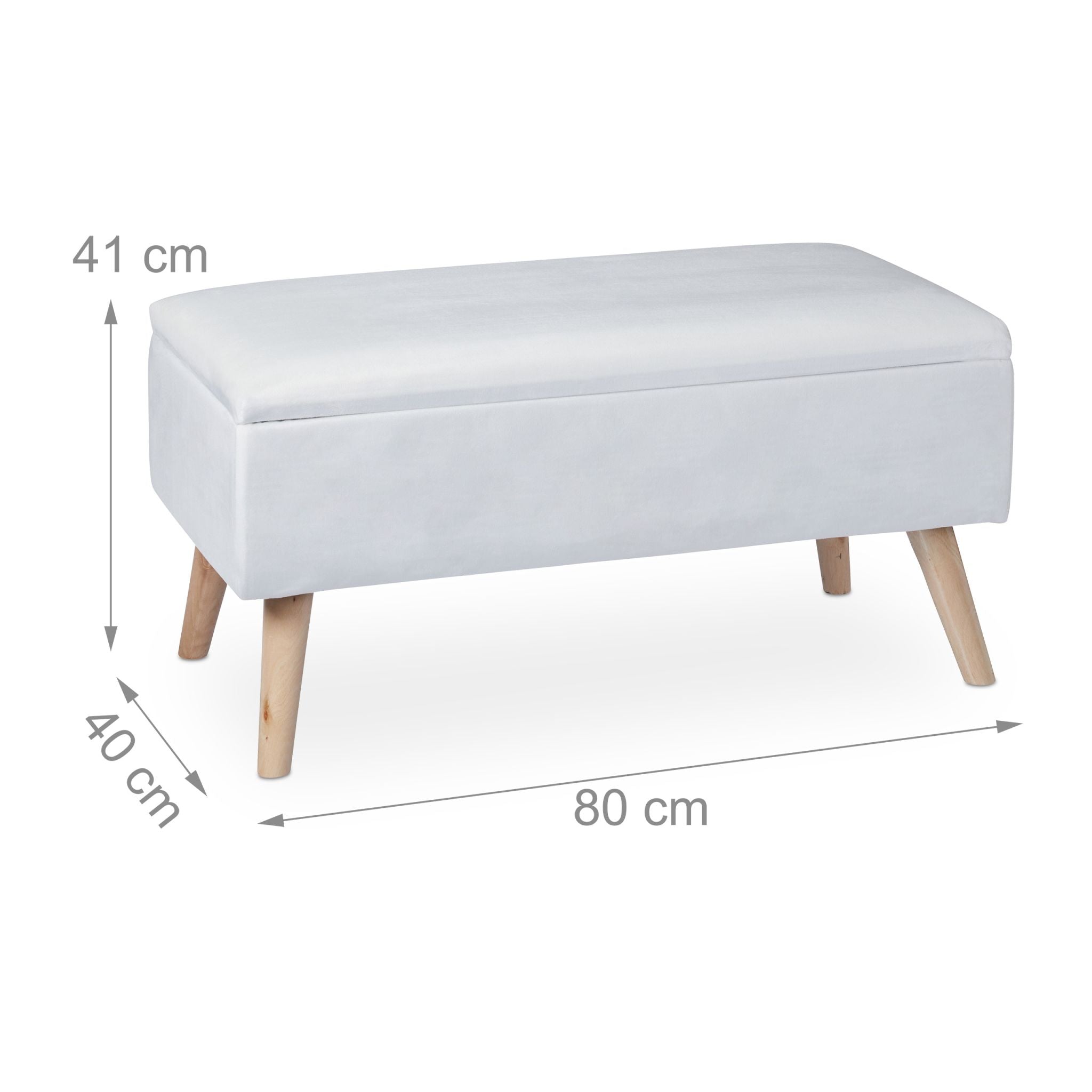 Samt Sitzbank mit Stauraum Weiss von Relaxdays