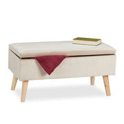 Samt Sitzbank mit Stauraum Creme von Relaxdays