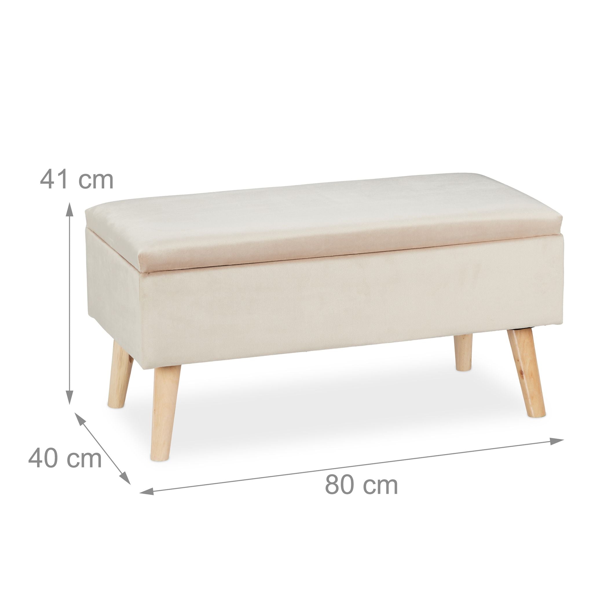 Samt Sitzbank mit Stauraum Creme von Relaxdays