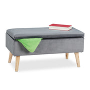 Samt Sitzbank mit Stauraum Anthrazit von Relaxdays