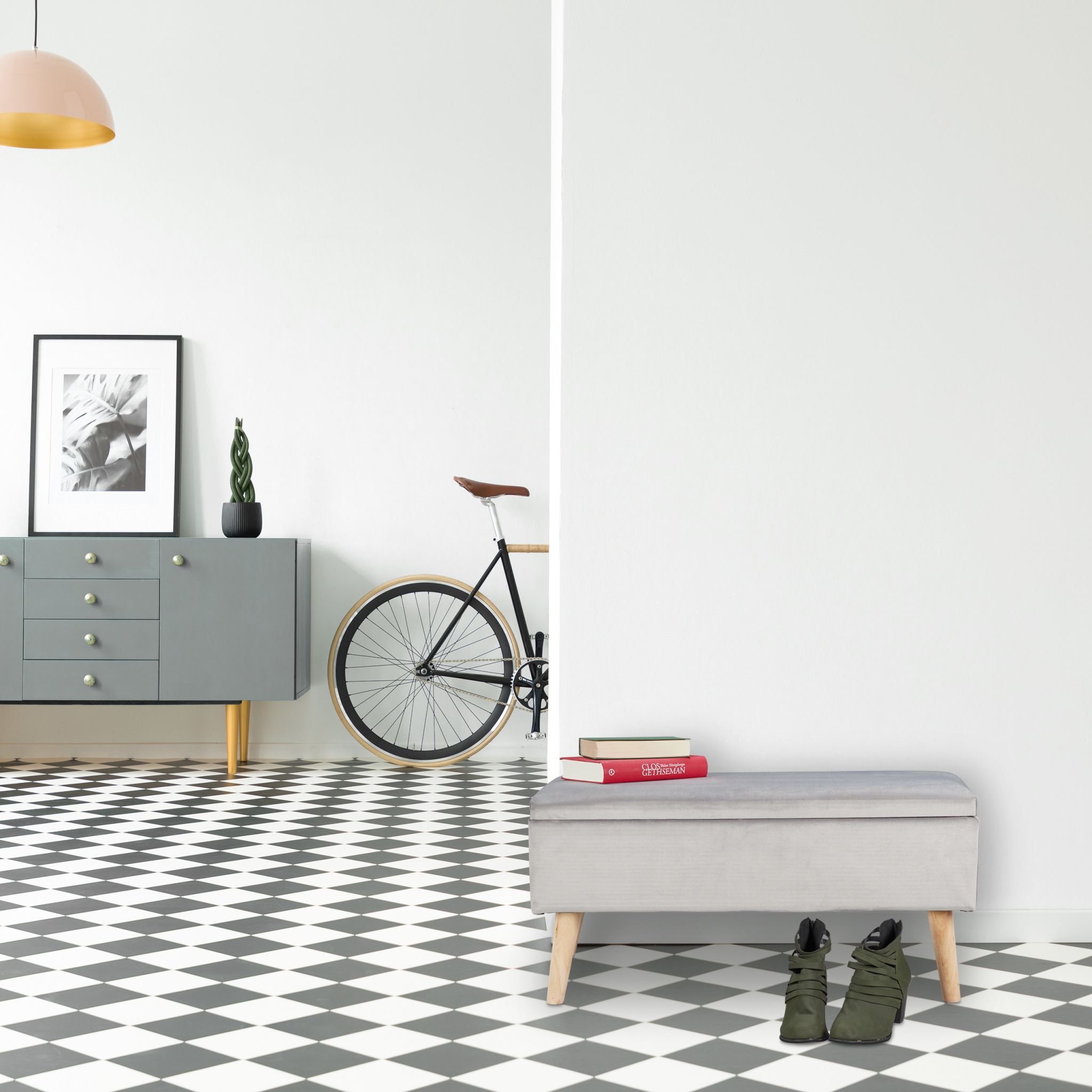 Samt Sitzbank mit Stauraum Anthrazit von Relaxdays