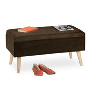 Samt Sitzbank mit Stauraum Braun von Relaxdays