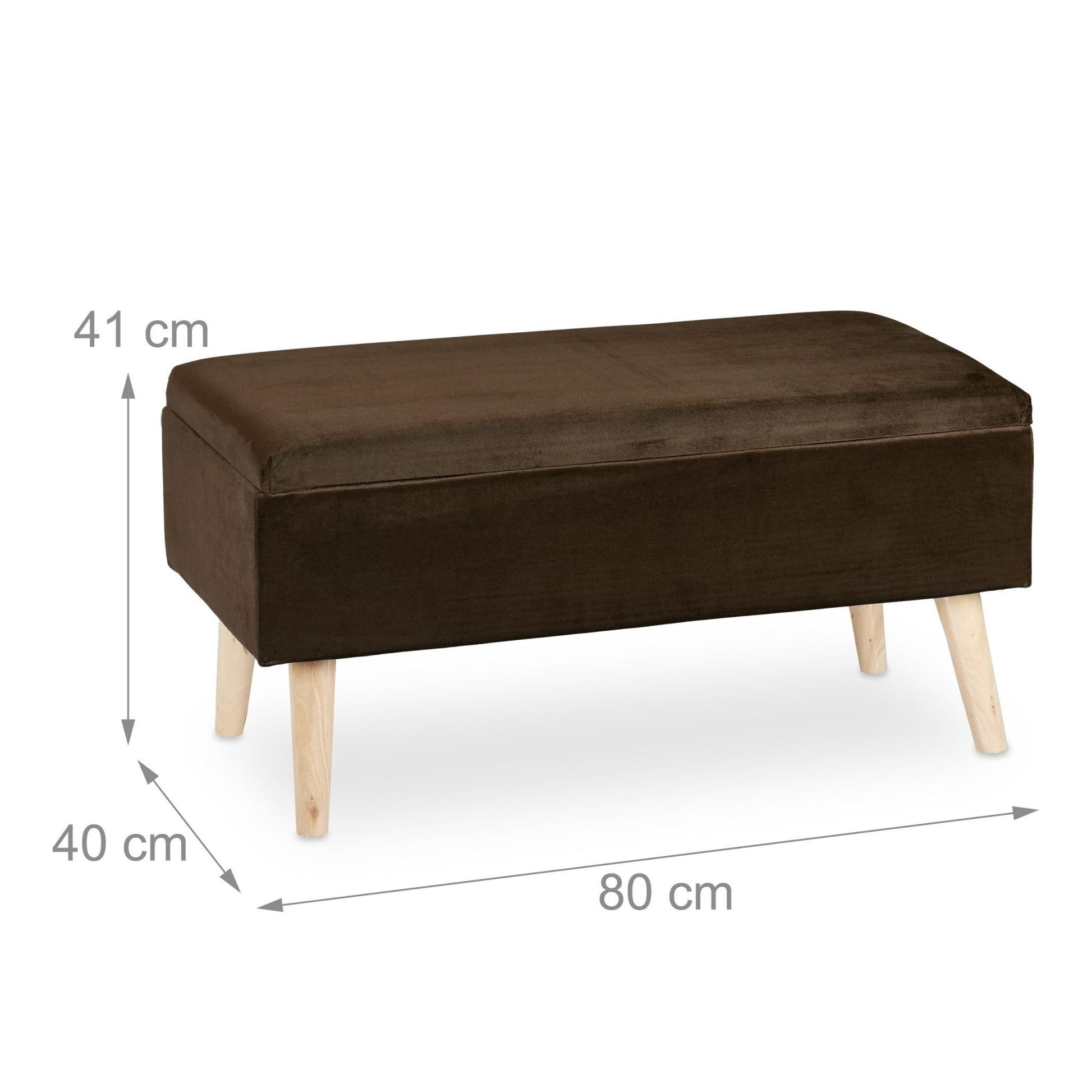 Samt Sitzbank mit Stauraum Braun von Relaxdays
