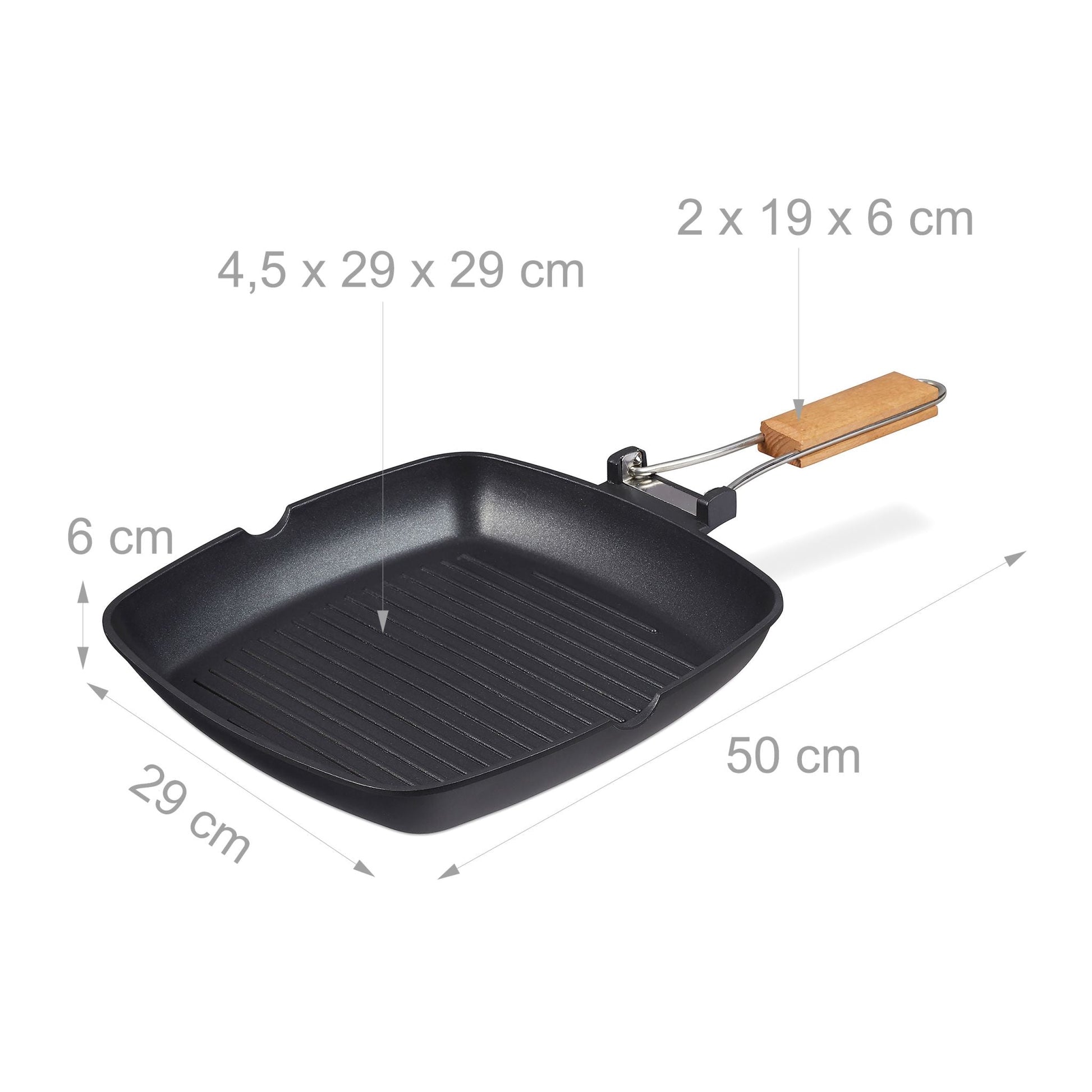 Grillpfanne Induktion Hellbraun-Schwarz von Relaxdays