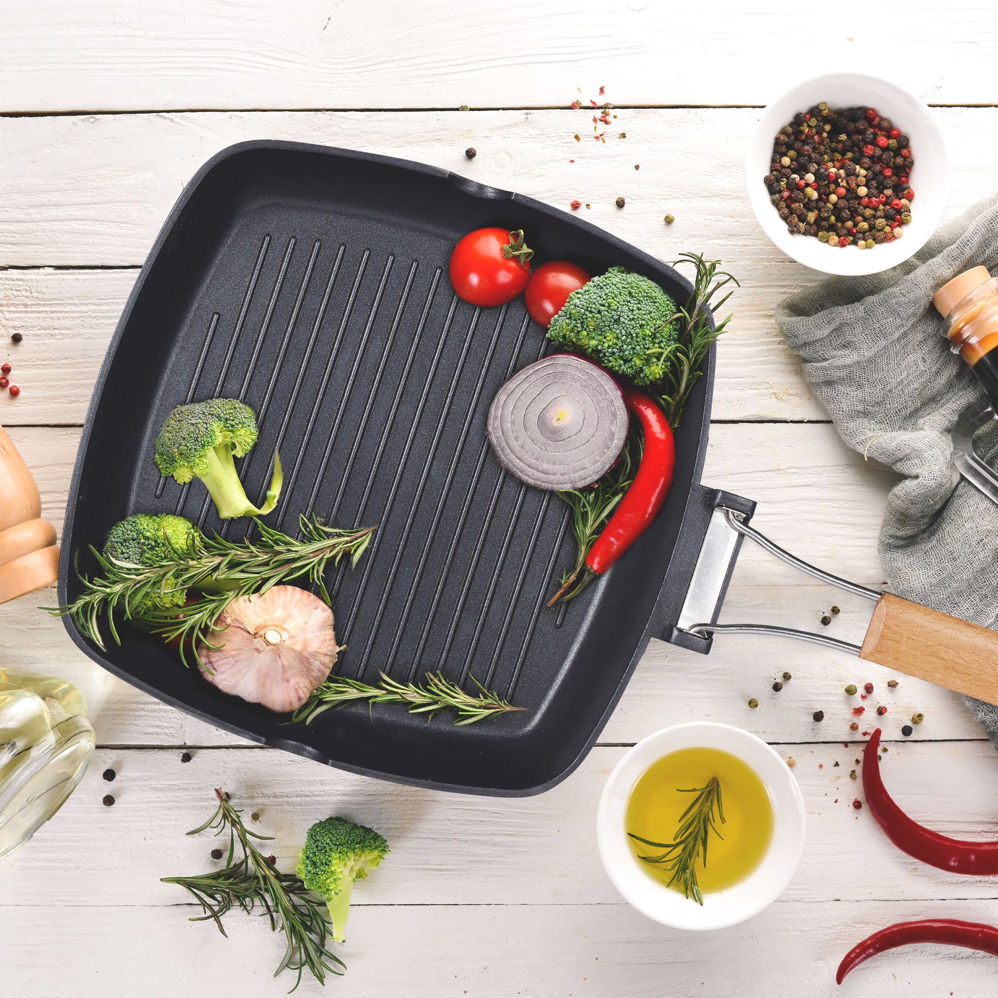 Grillpfanne Induktion Hellbraun-Schwarz von Relaxdays
