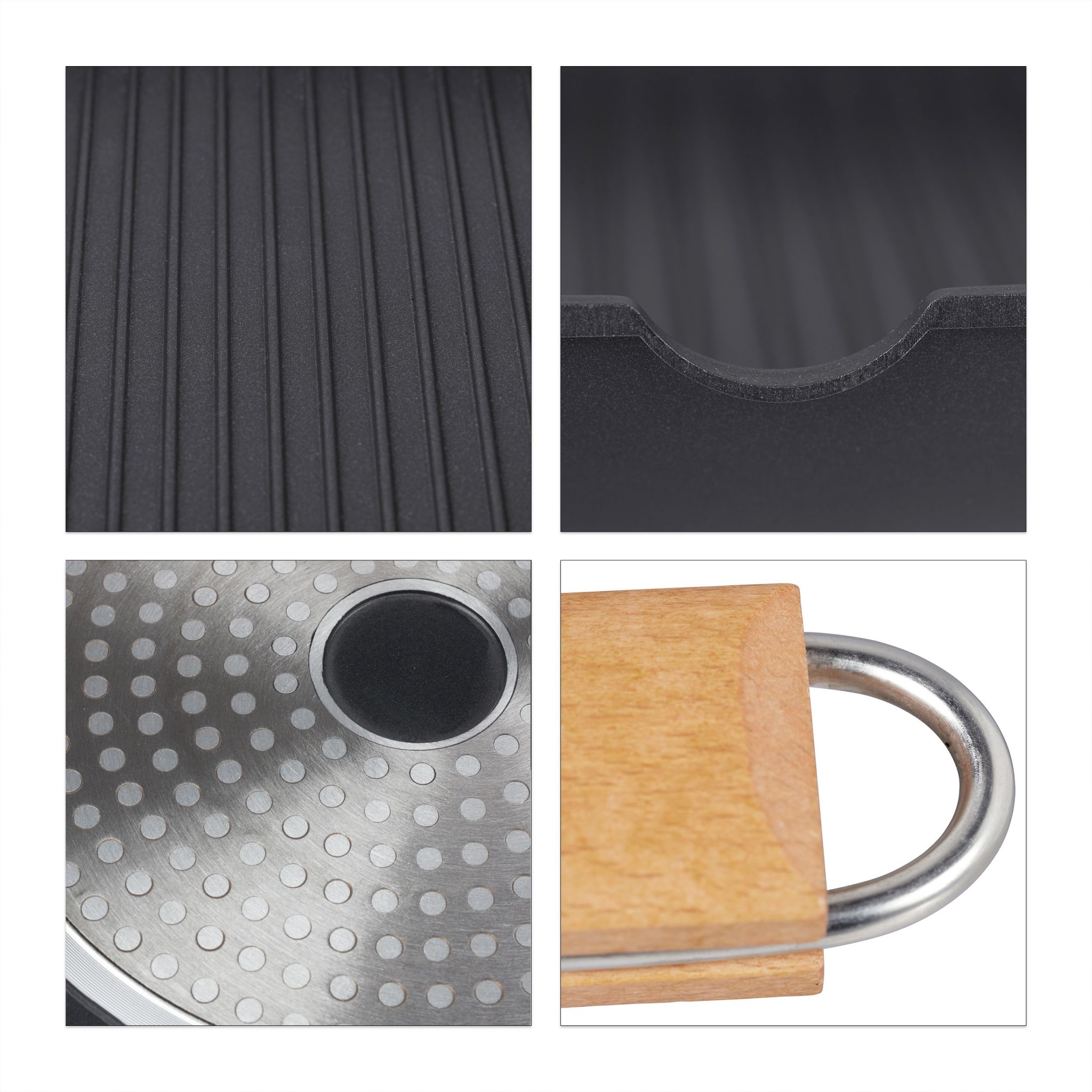 Grillpfanne Induktion Hellbraun-Schwarz von Relaxdays