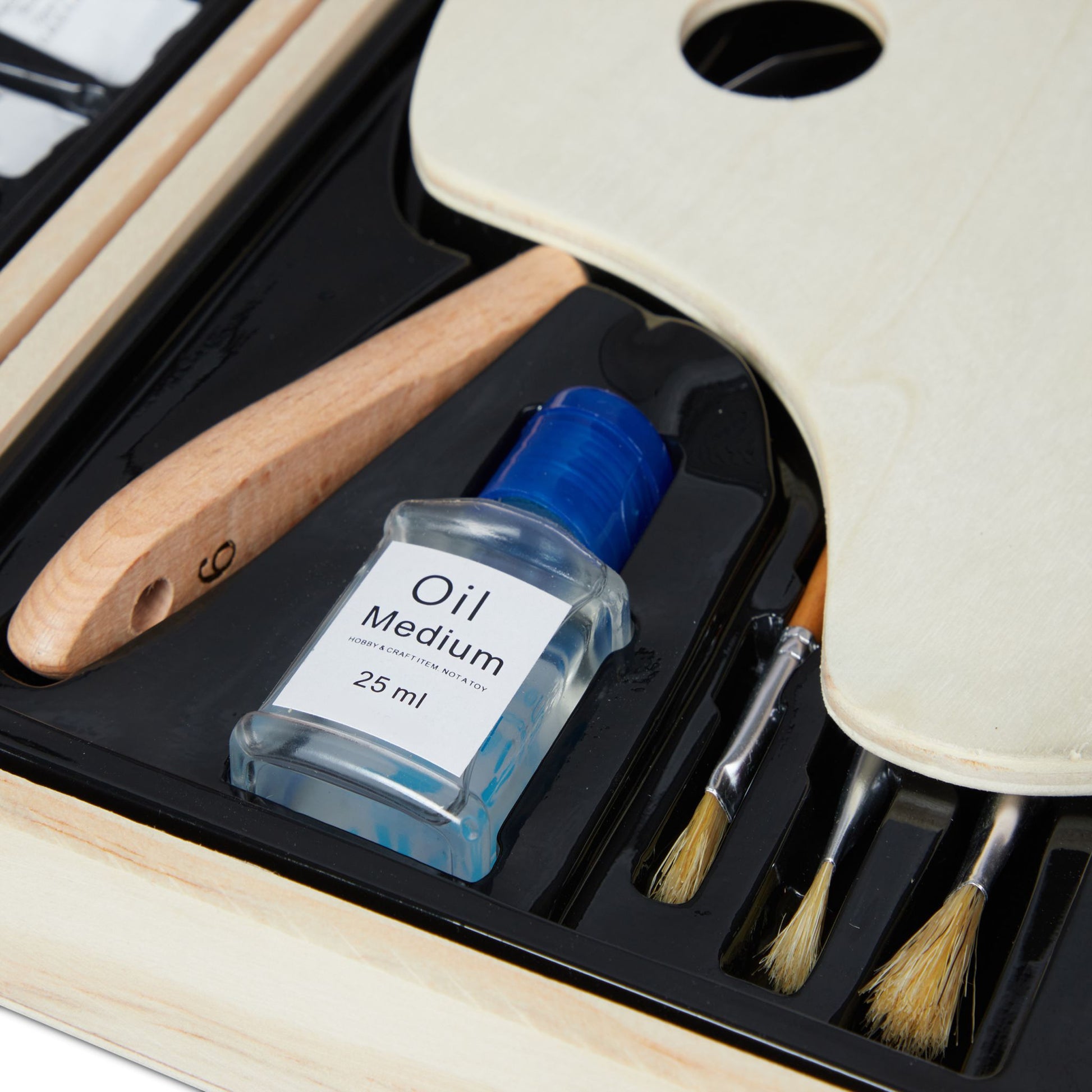 Holz Malkoffer mit Ölfarben Hellbraun-Silber von Relaxdays