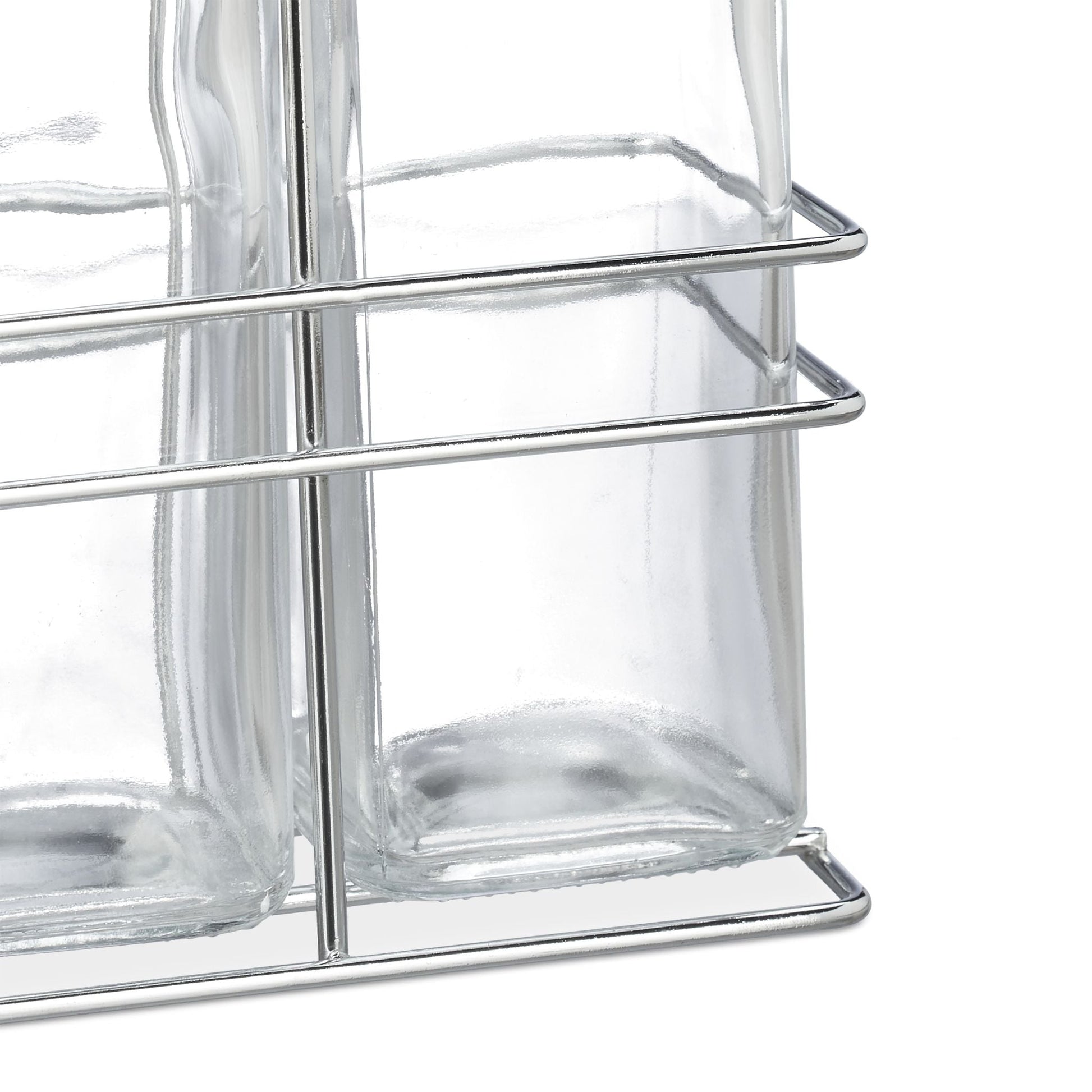 Essig und Ölspender Gestell Schwarz-Silber-Transparent von Relaxdays