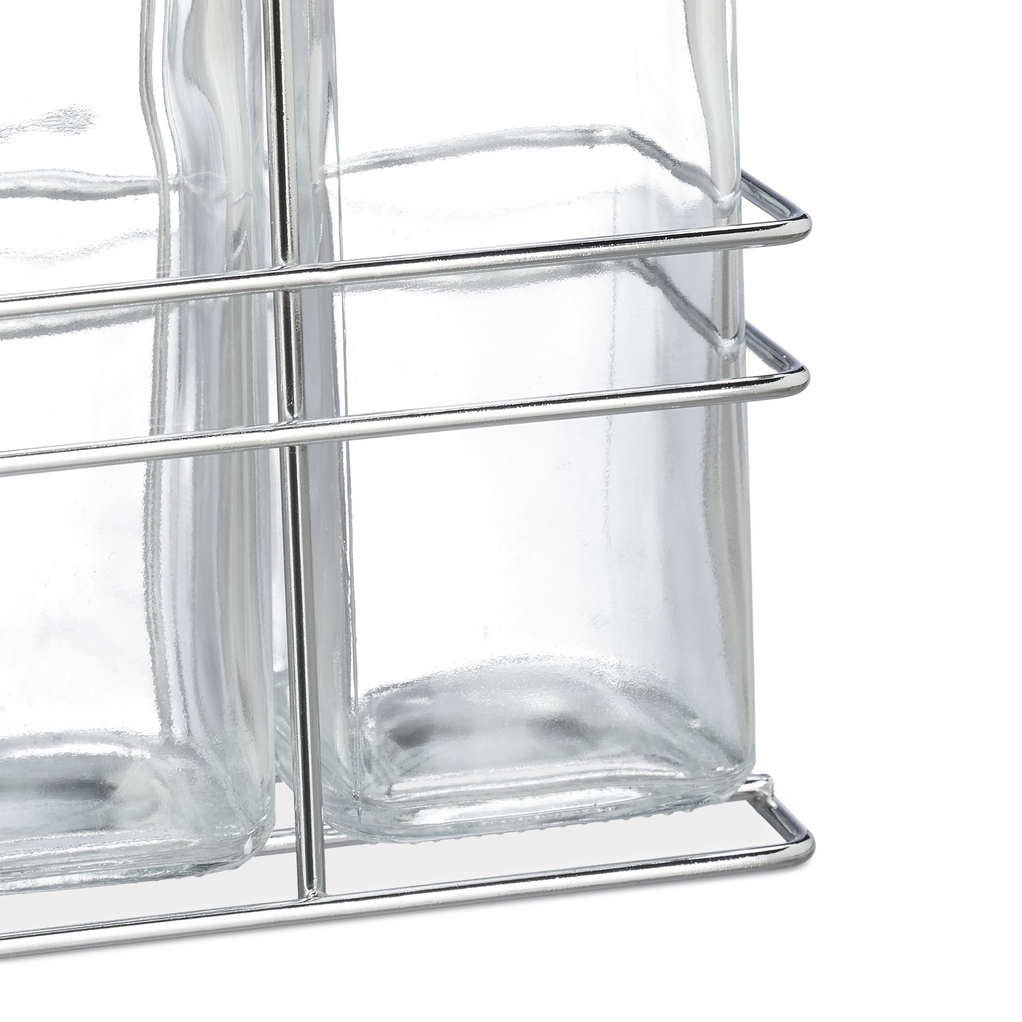 Essig und Ölspender Gestell Schwarz-Silber-Transparent von Relaxdays