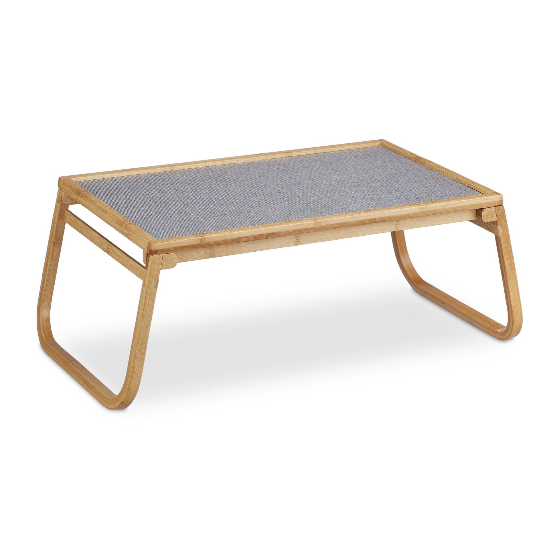 Betttablett klappbar Bambus Hellbraun-Grau von Relaxdays
