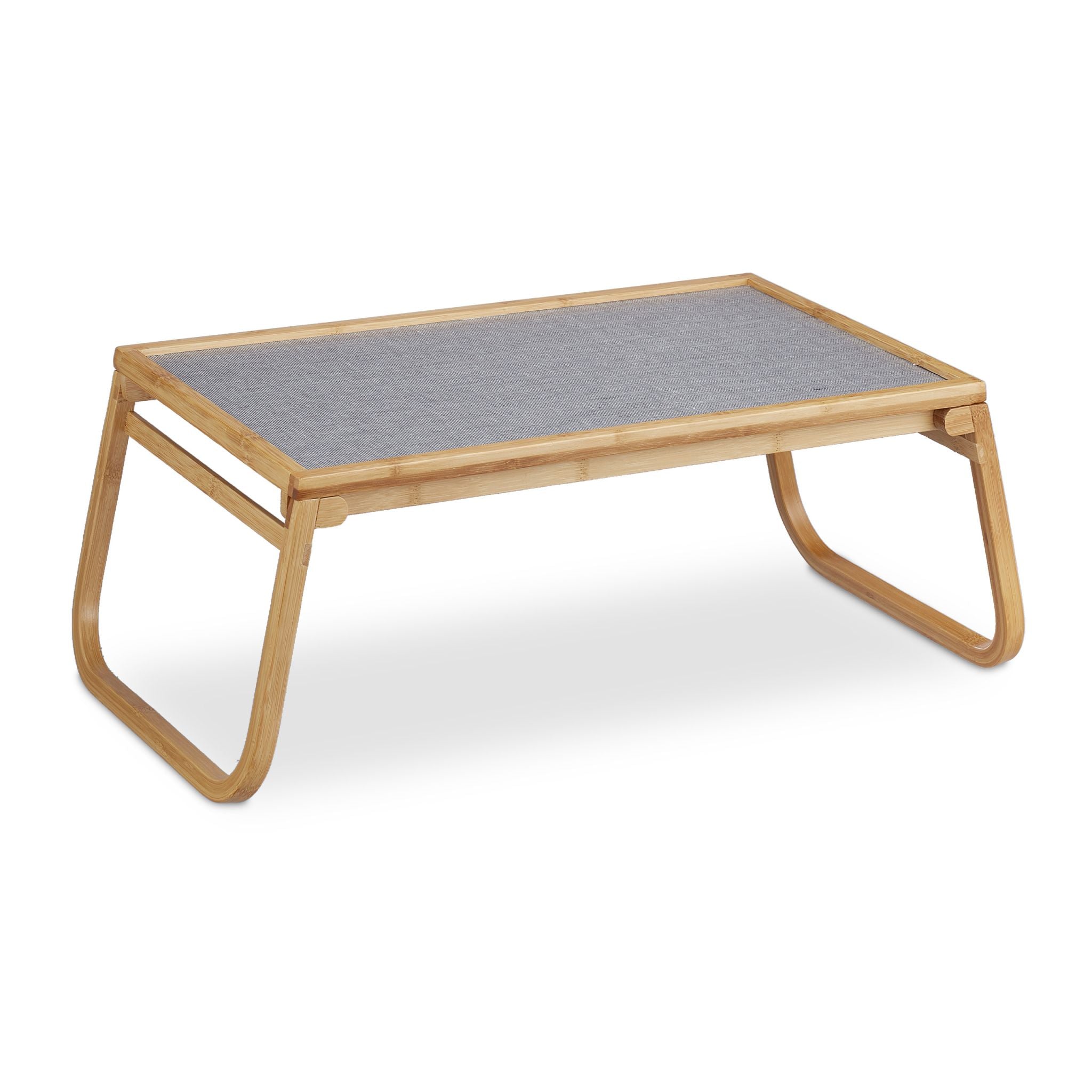 Betttablett klappbar Bambus Hellbraun-Grau von Relaxdays