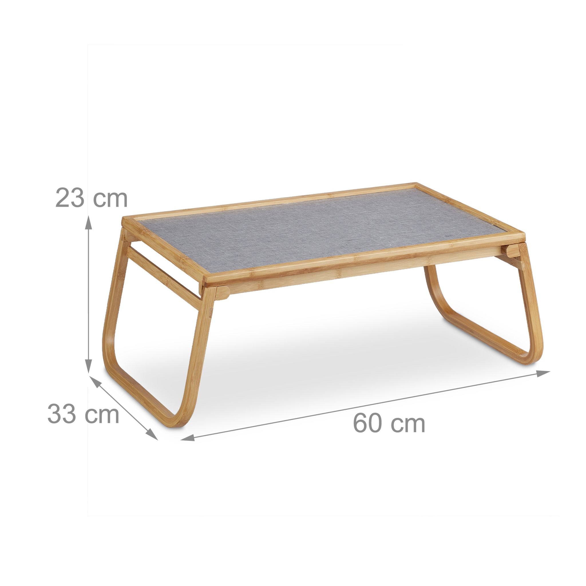 Betttablett klappbar Bambus Hellbraun-Grau von Relaxdays