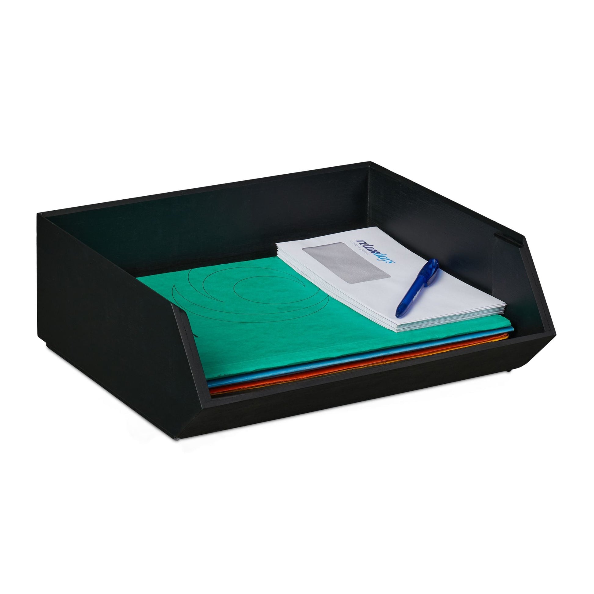 Schreibtischorganizer Bambus stapelbar Anthrazit von Relaxdays