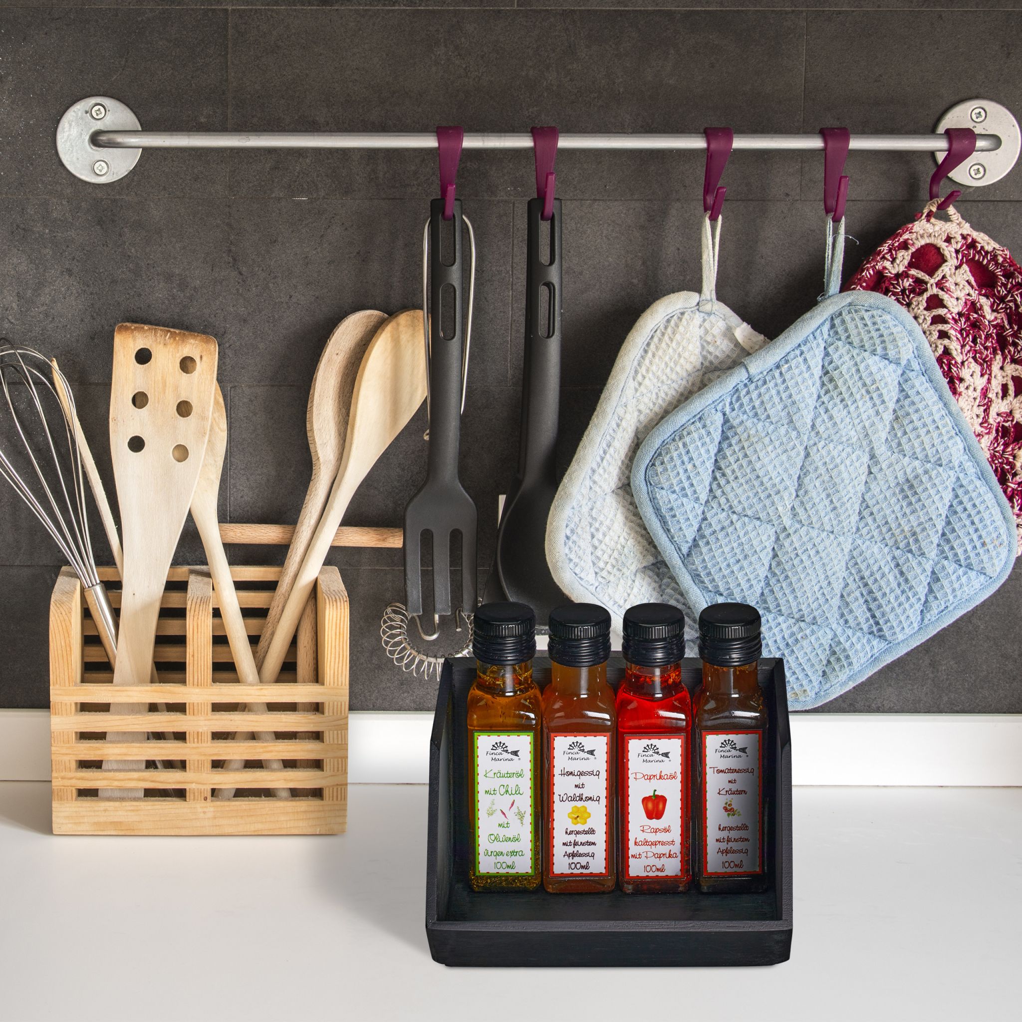 Schreibtischorganizer Bambus stapelbar Anthrazit von Relaxdays
