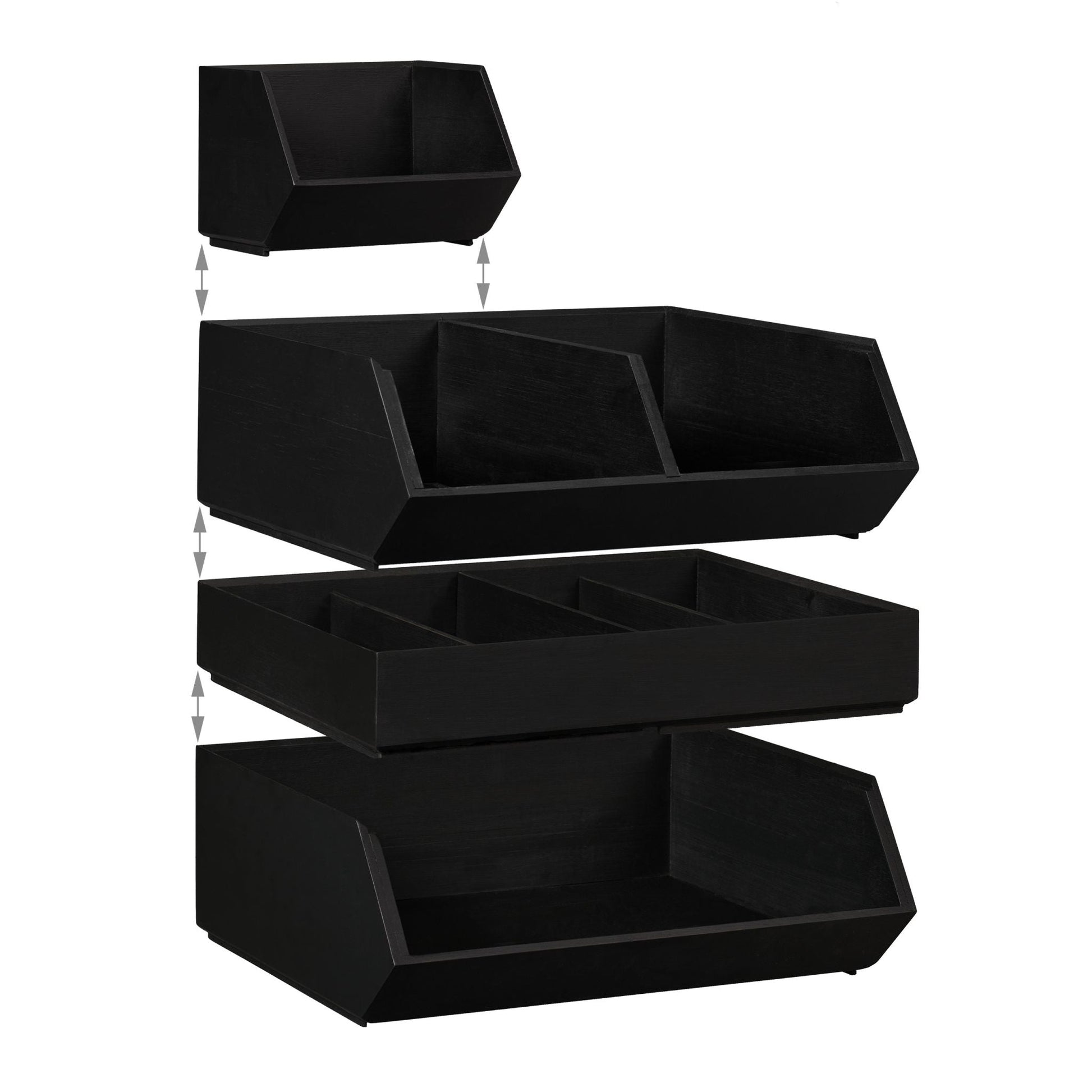 Schreibtischorganizer Bambus stapelbar Anthrazit von Relaxdays