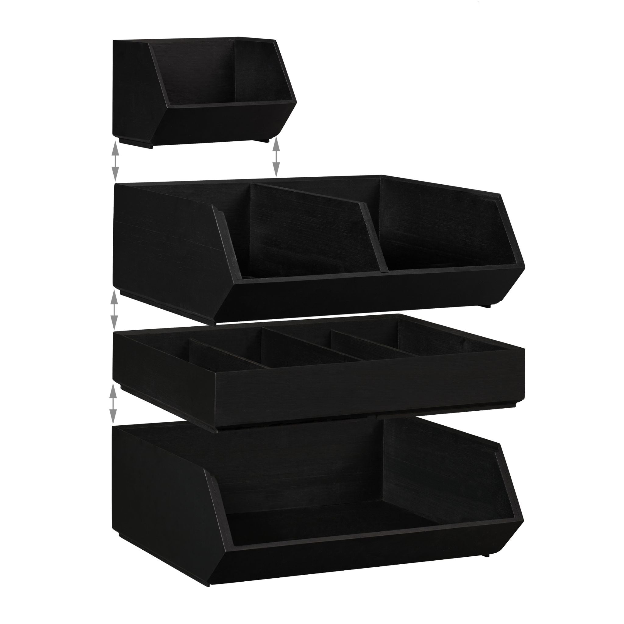 Schreibtischorganizer Bambus stapelbar Anthrazit von Relaxdays