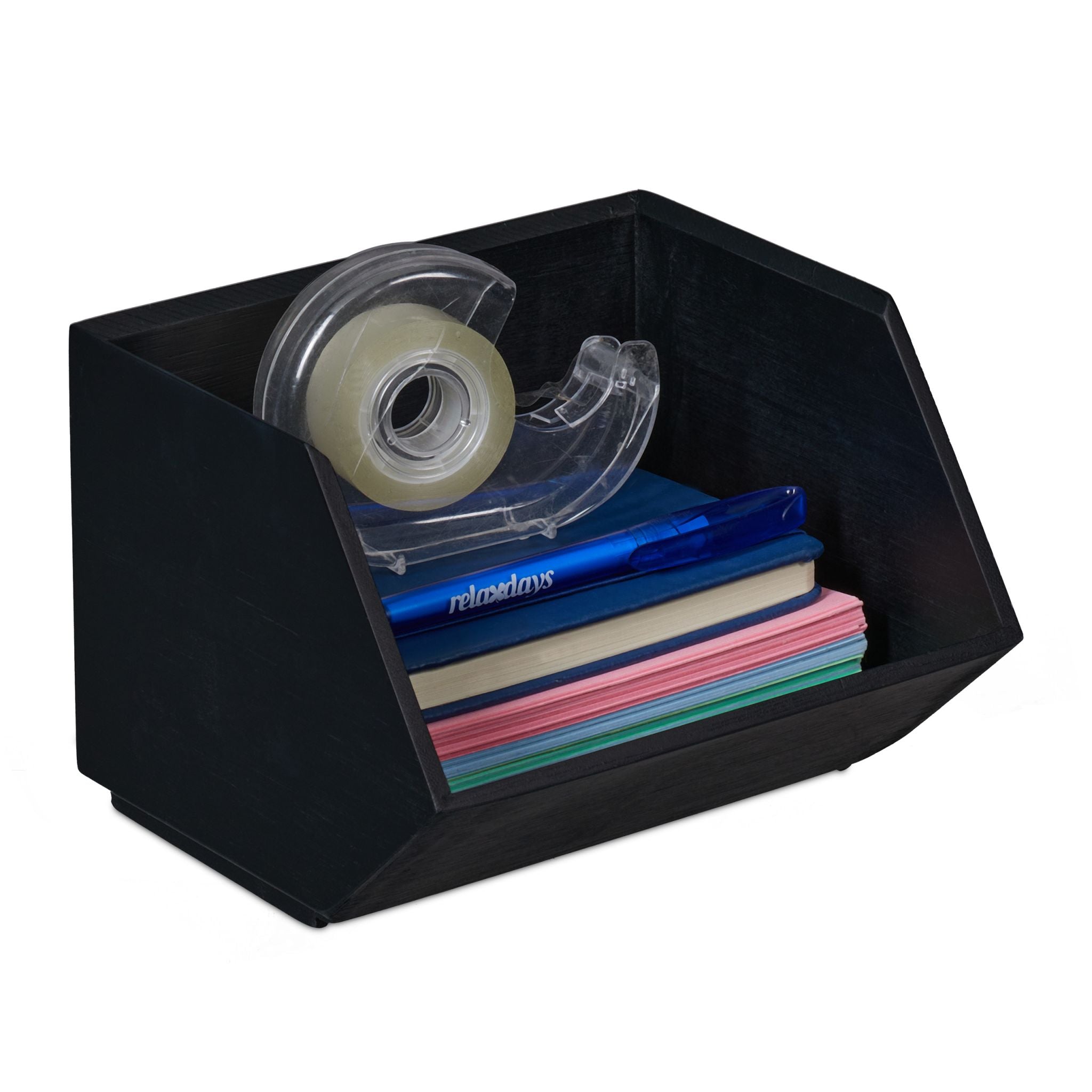 Schreibtischorganizer Bambus stapelbar Anthrazit von Relaxdays