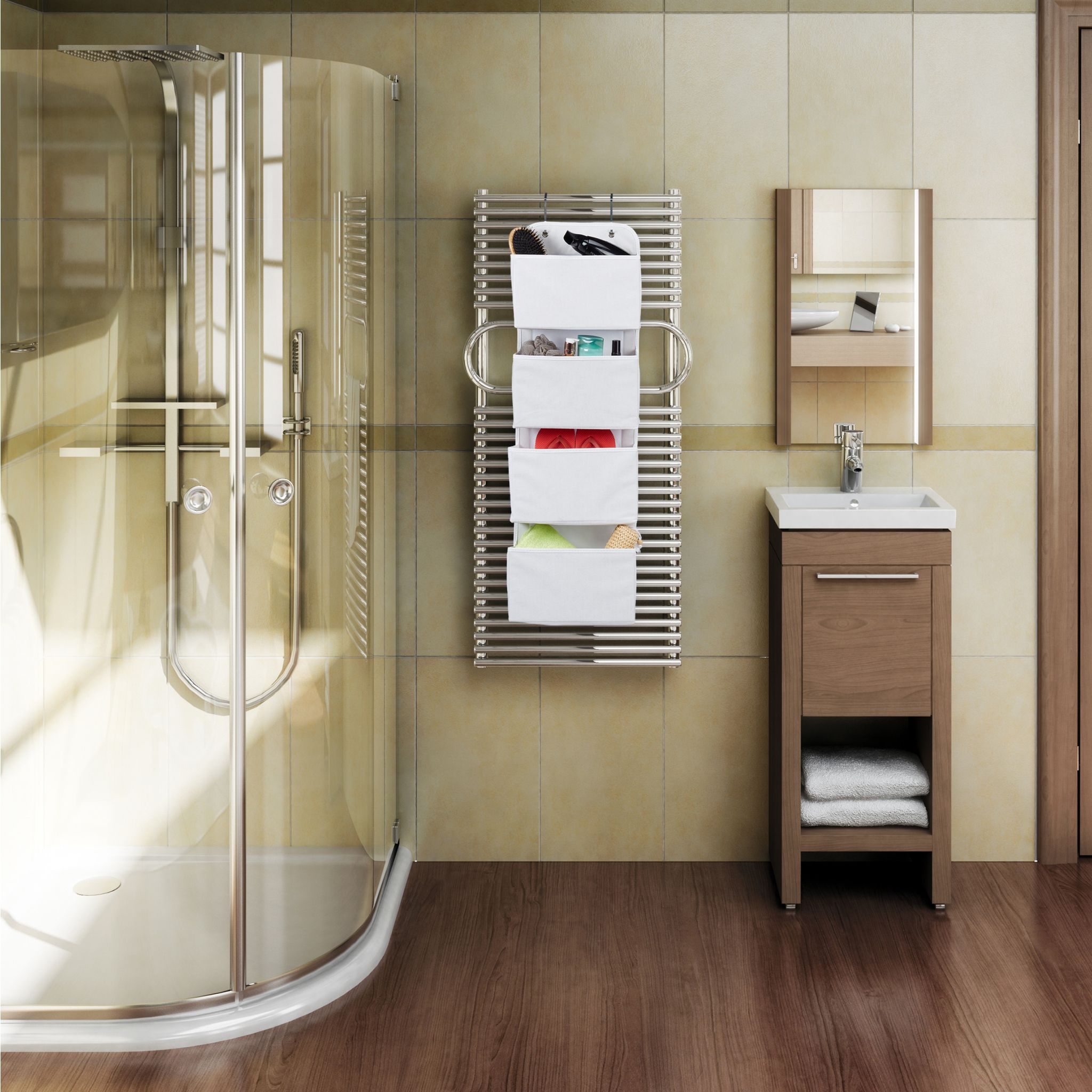 Hängeorganizer 4 Fächer Beige von Relaxdays