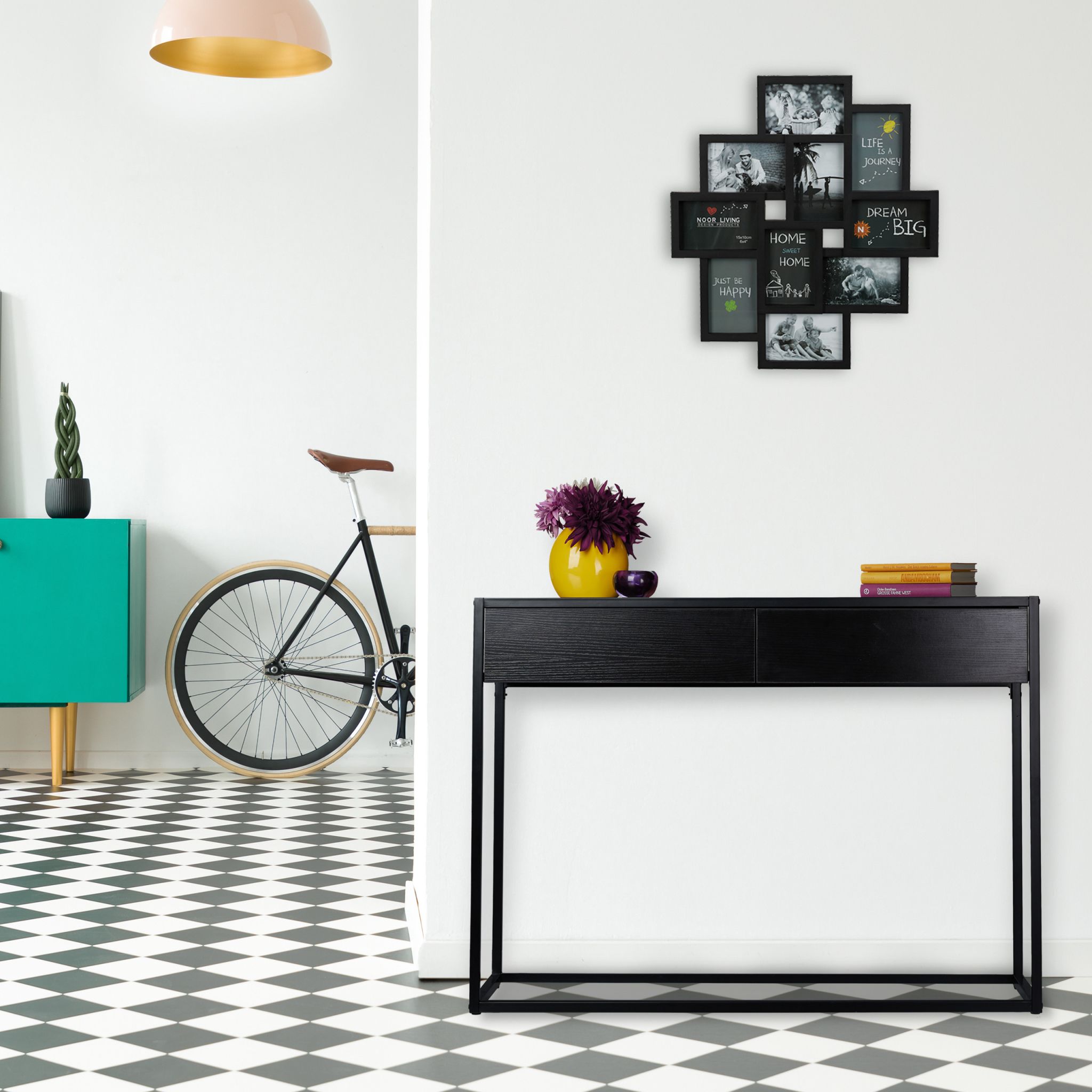 Konsolentisch schwarz Schwarz von Relaxdays