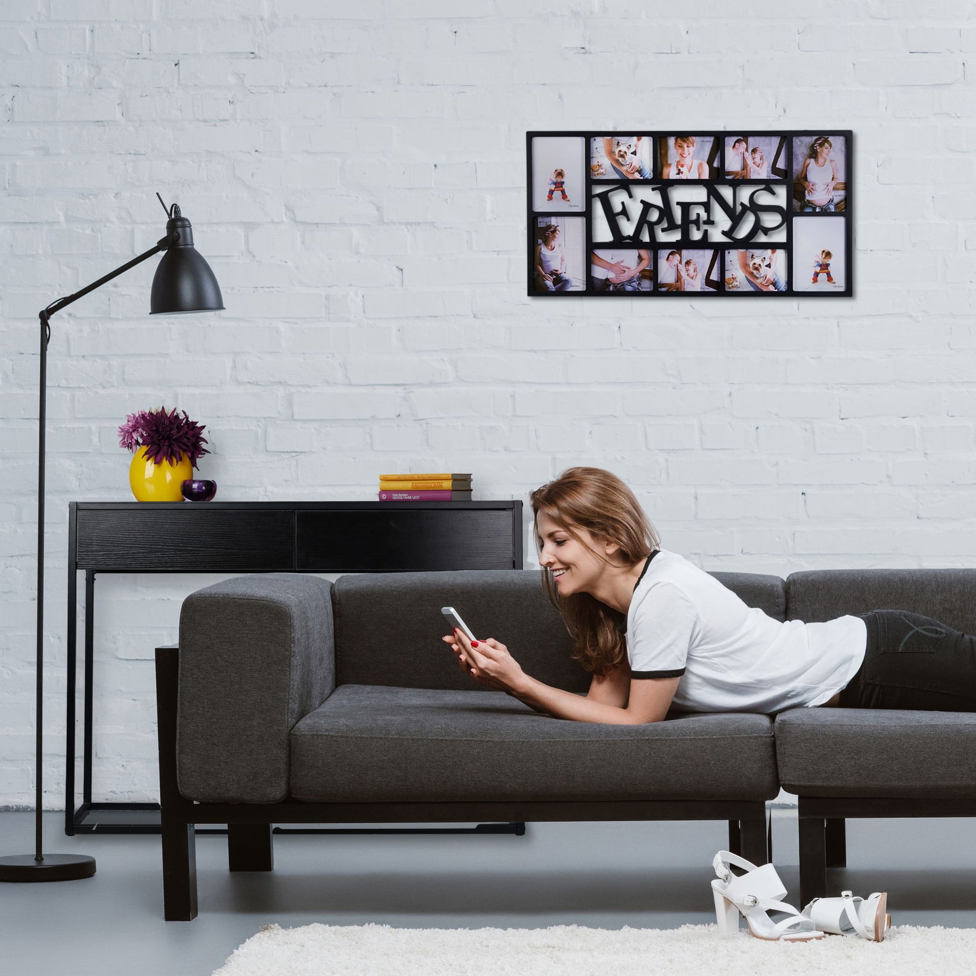 Konsolentisch schwarz Schwarz von Relaxdays