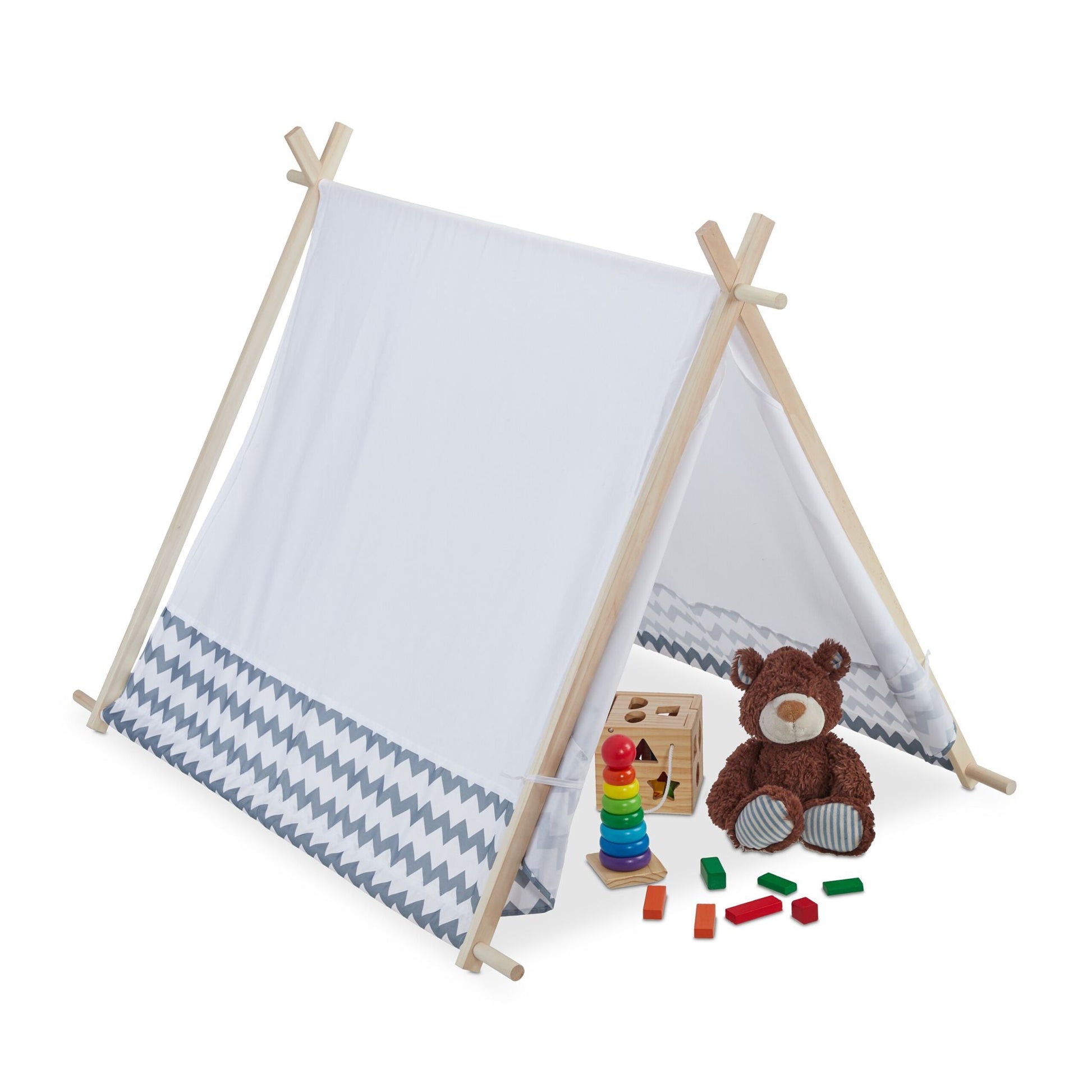 Tipi Zelt für Kinder Weiss-Hellbraun-Grau von guteszeug.ch