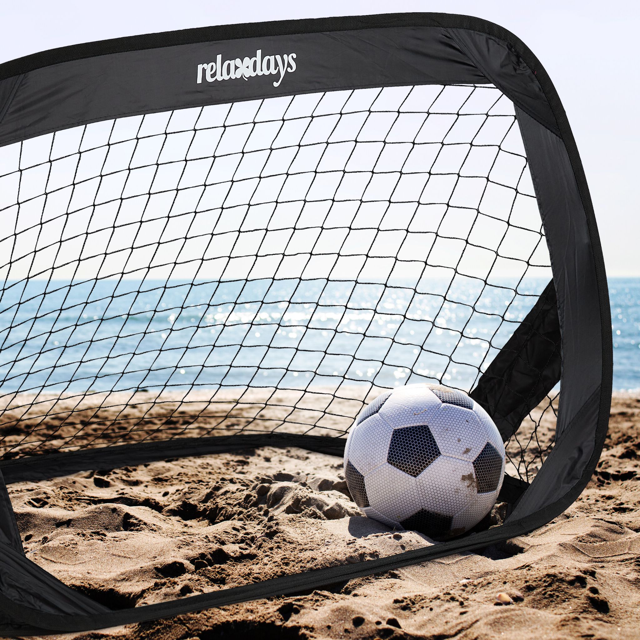 Fussballtore Pop-Up 2er-Set Schwarz von Relaxdays