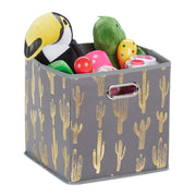 Quadratische Faltbox mit Kaktus Motiv Gold-Grau von Relaxdays