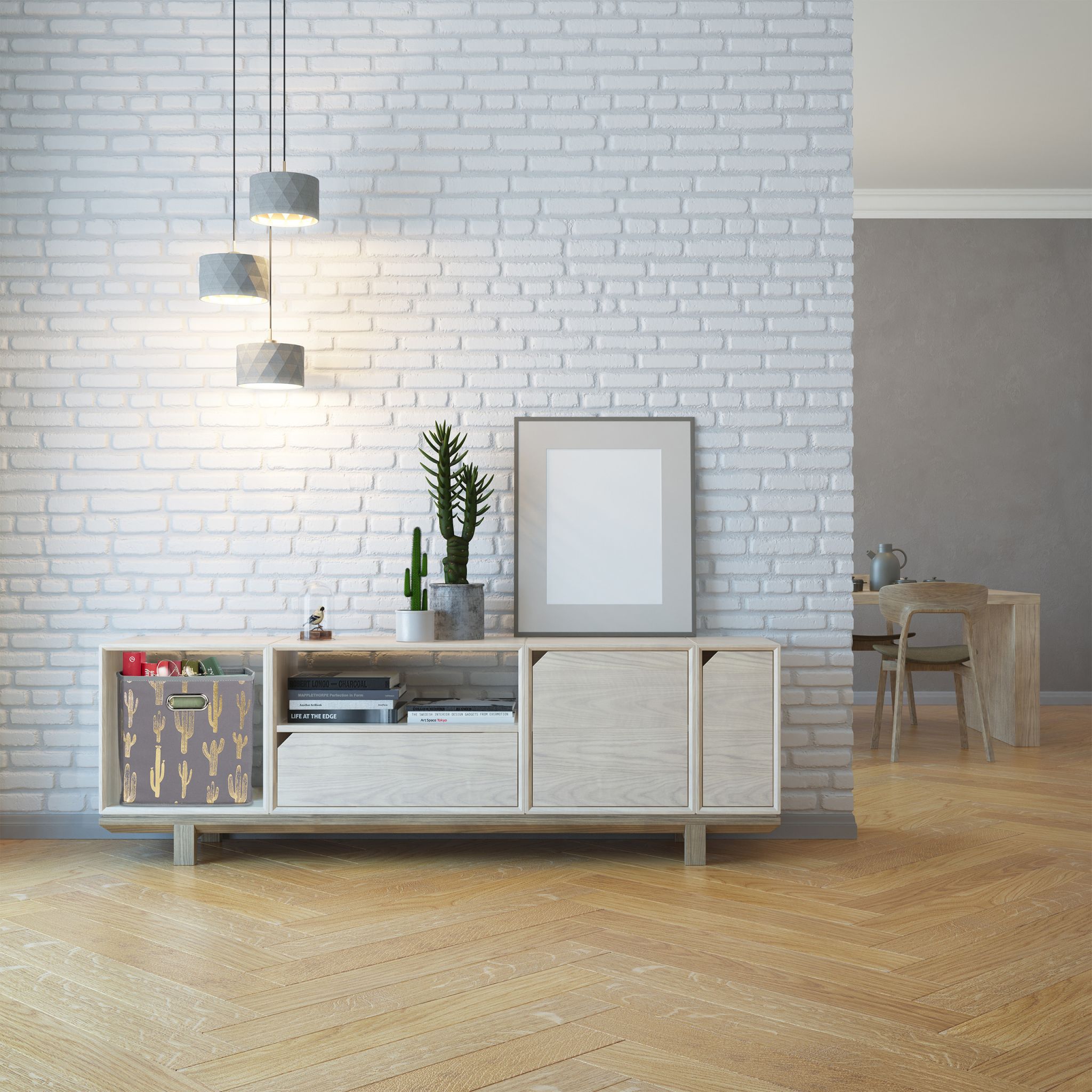 Quadratische Faltbox mit Kaktus Motiv Gold-Grau von Relaxdays