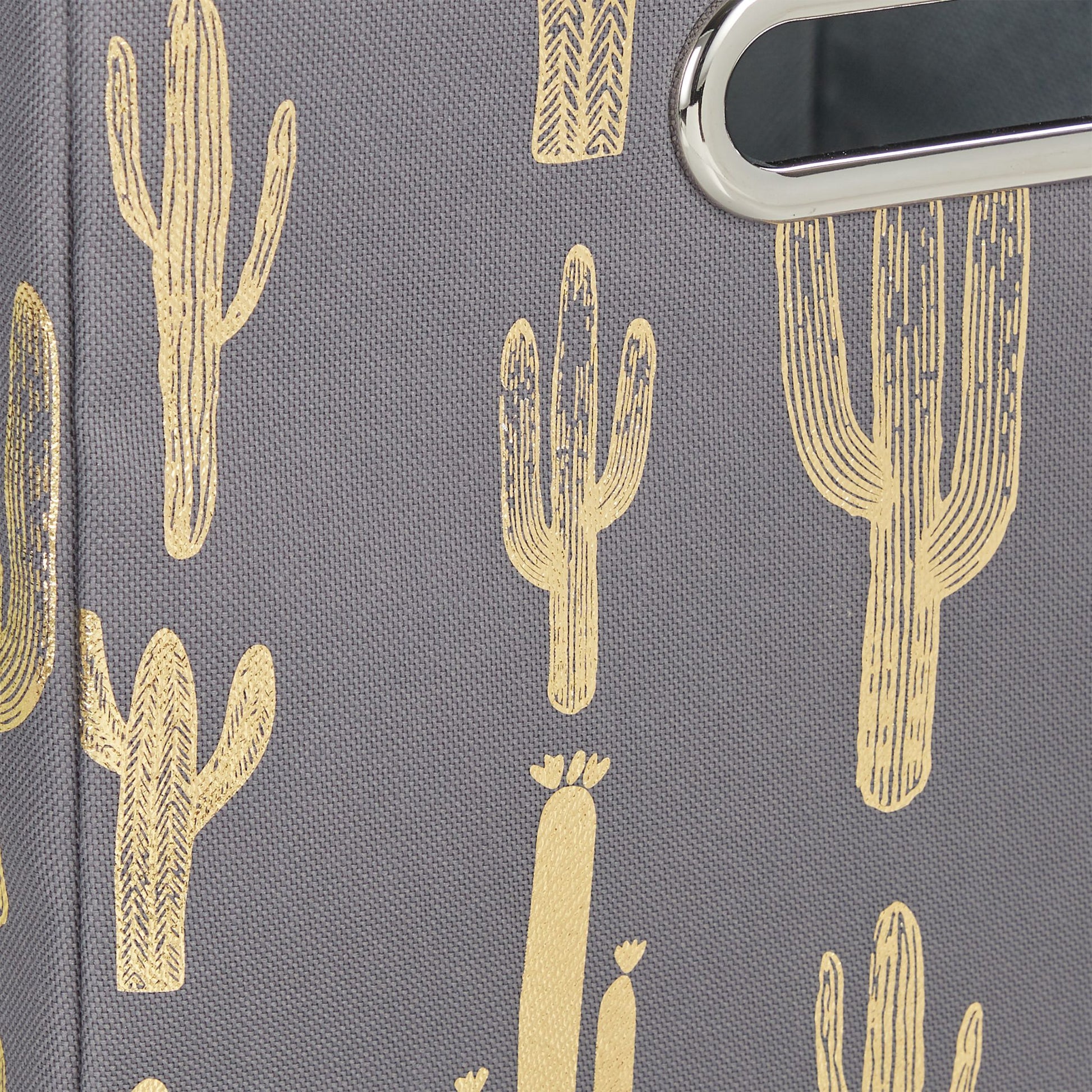 Quadratische Faltbox mit Kaktus Motiv Gold-Grau von Relaxdays