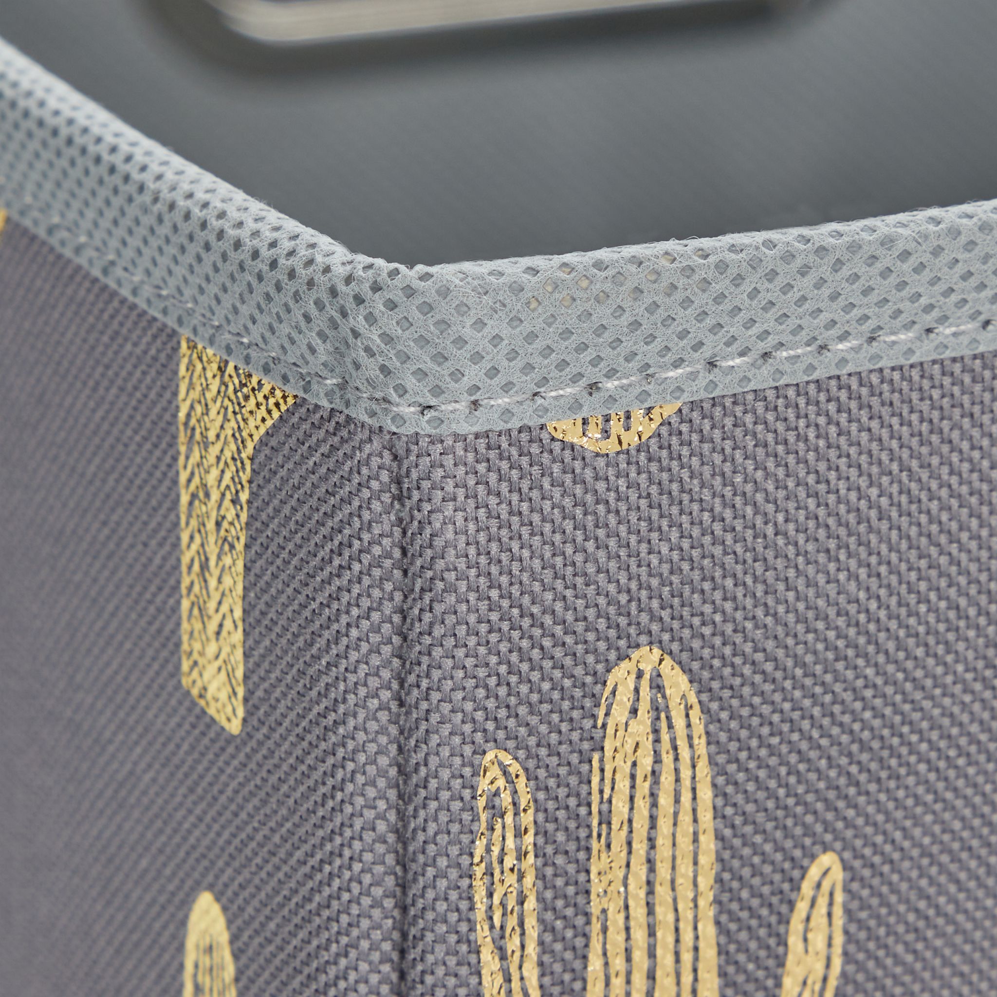 Quadratische Faltbox mit Kaktus Motiv Gold-Grau von Relaxdays