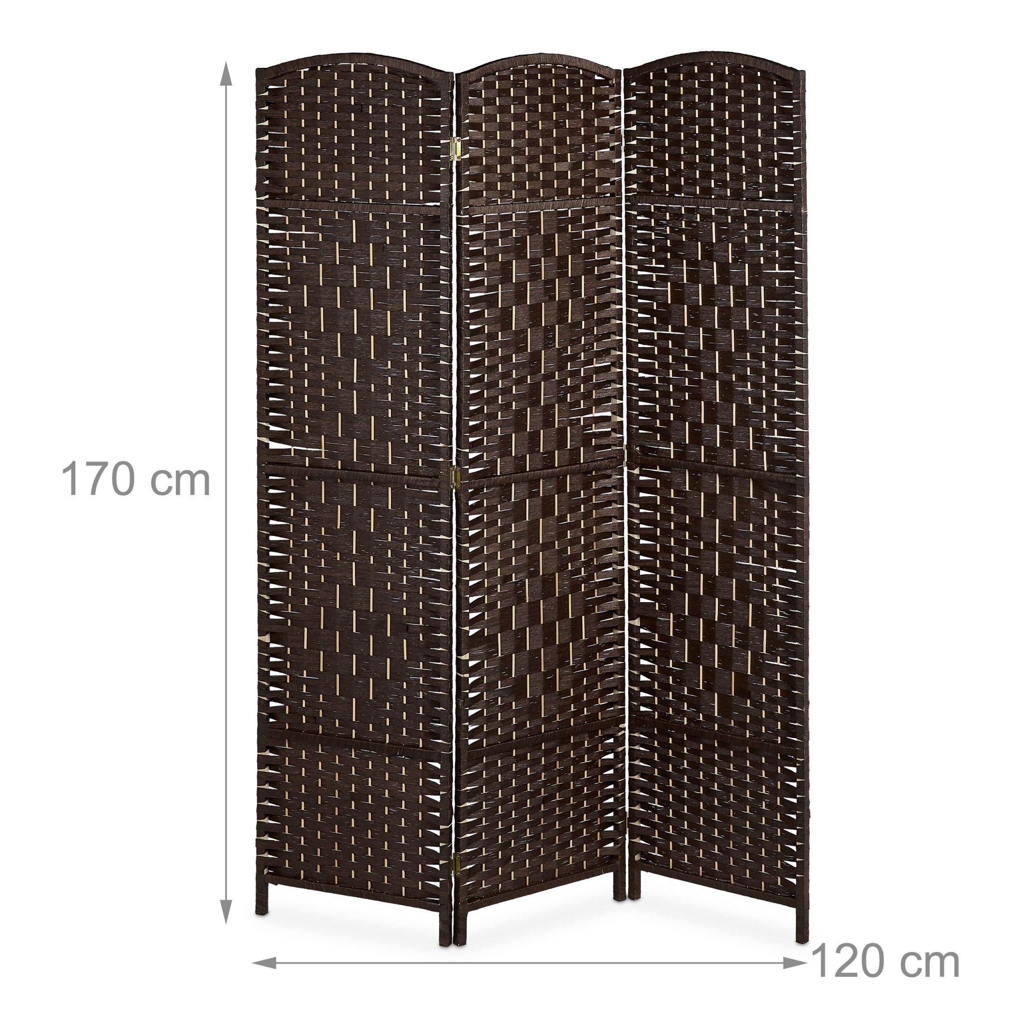 Paravent Raumteiler 3-teilig Braun von Relaxdays