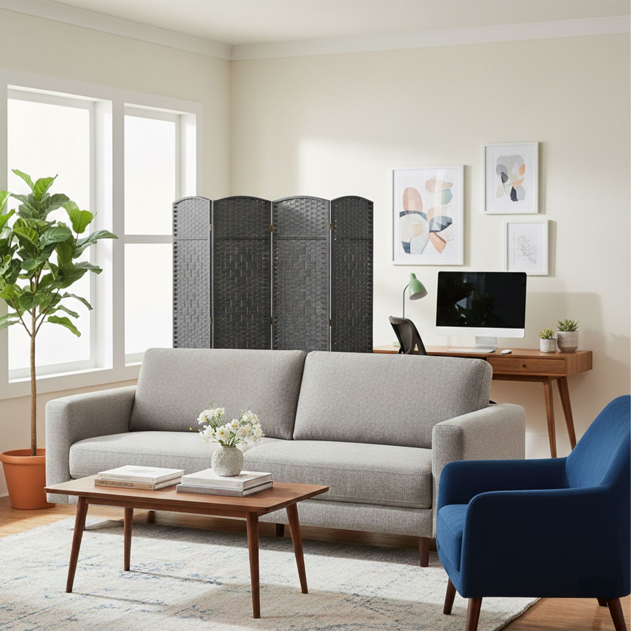 Paravent Raumteiler 4-teilig Grau von Relaxdays