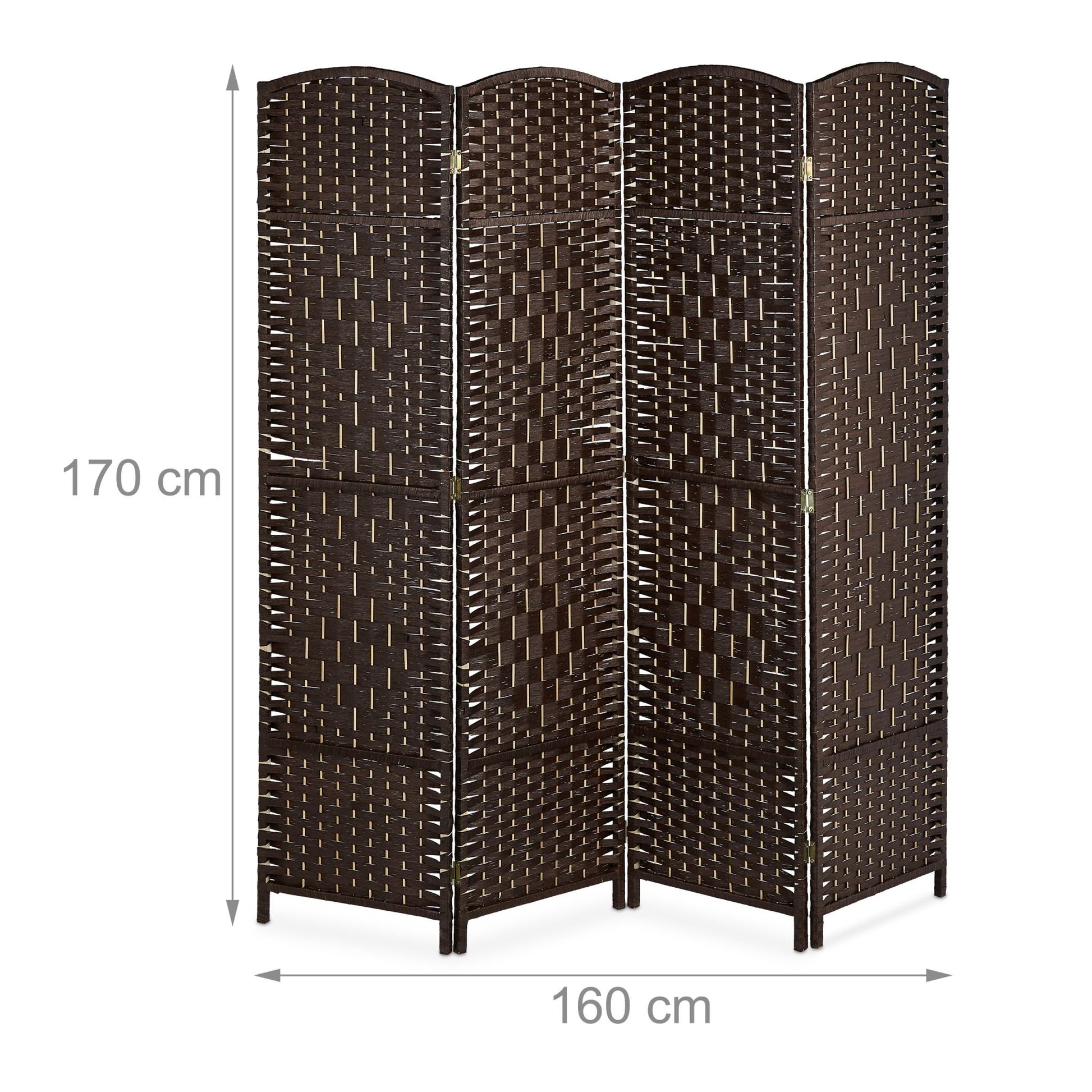 Paravent Raumteiler 4-teilig Braun von Relaxdays