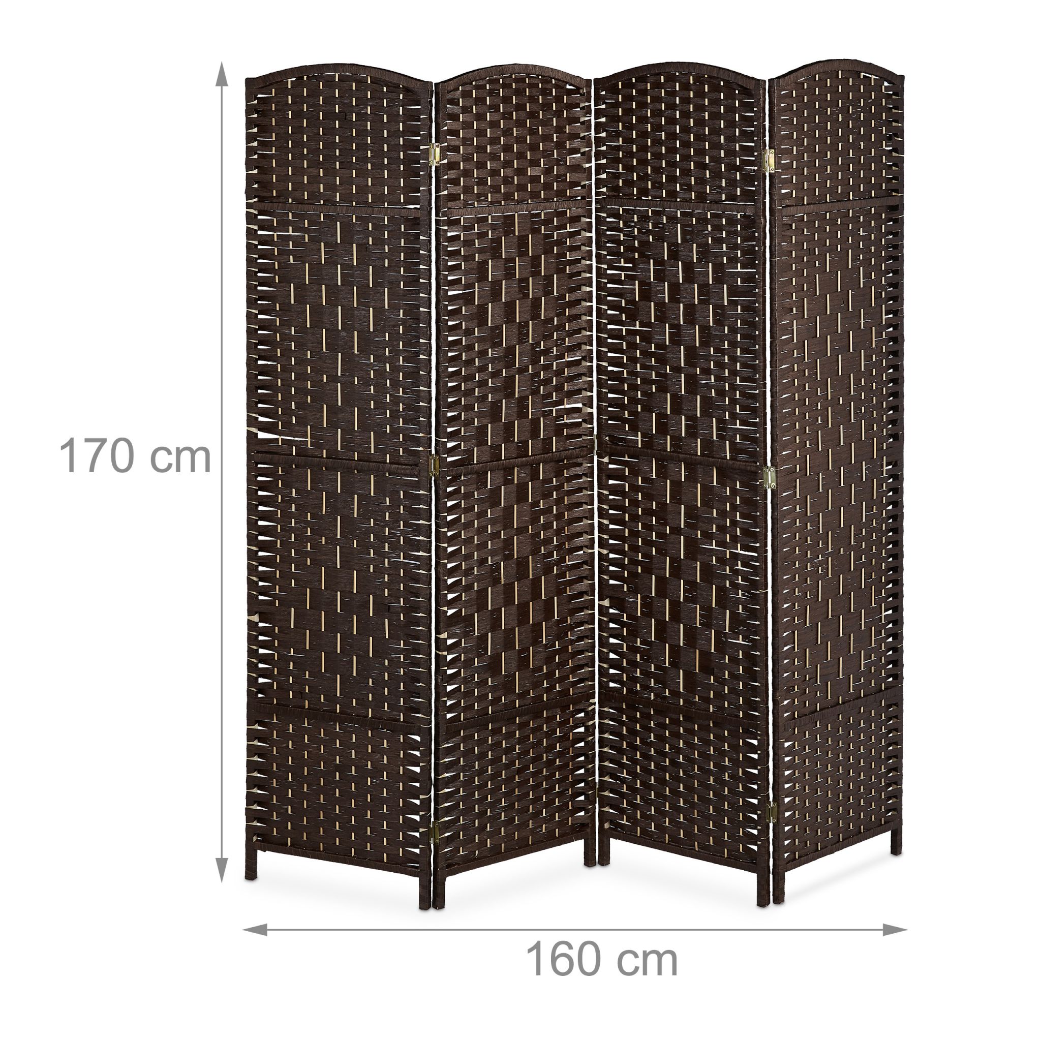 Paravent Raumteiler 4-teilig Braun von Relaxdays