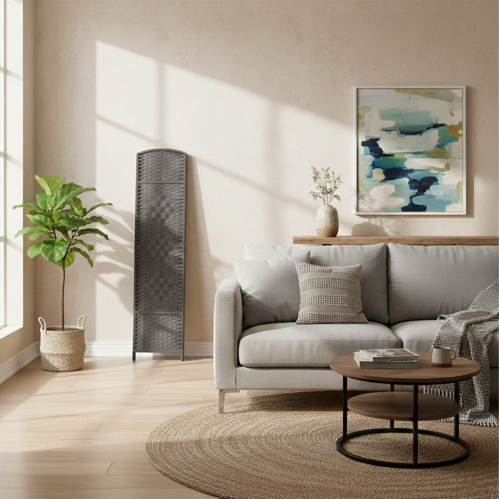 Paravent Raumteiler 6-teilig Grau von Relaxdays