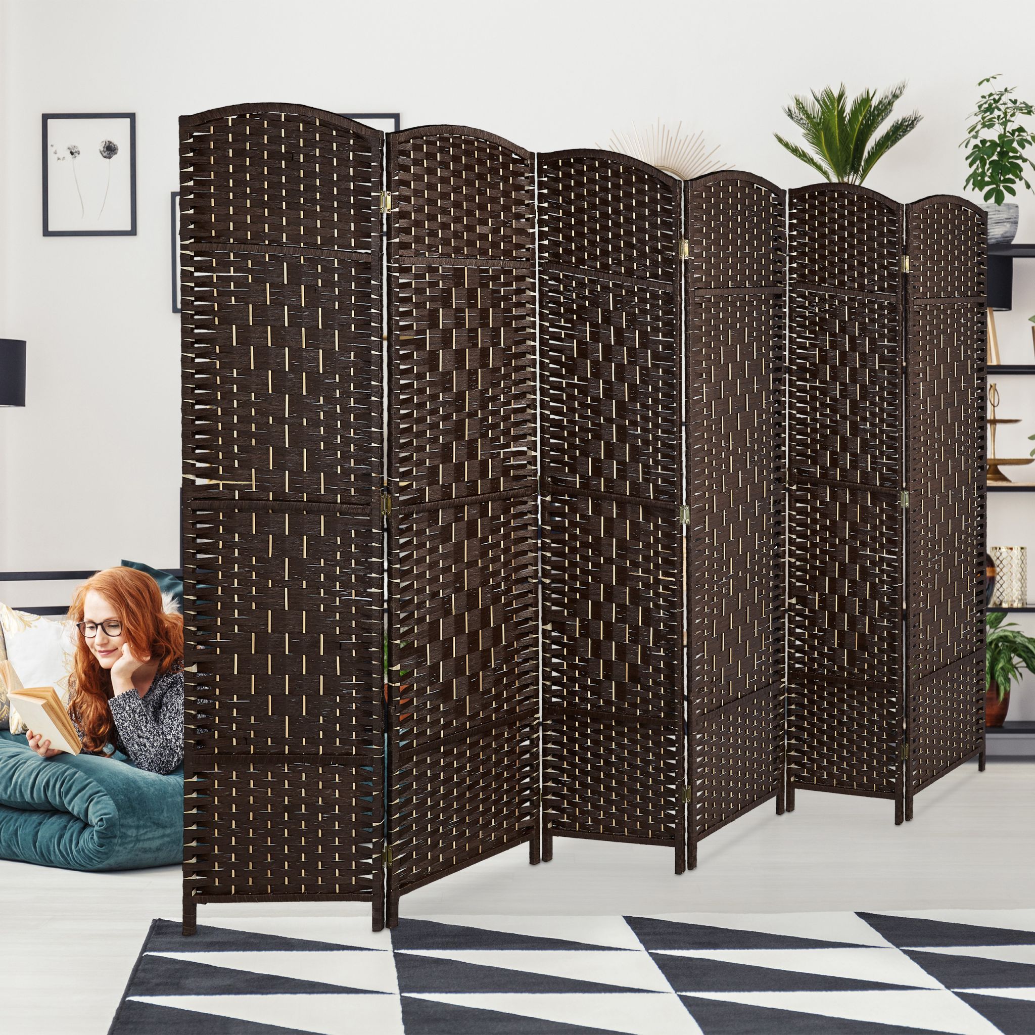 Paravent Raumteiler 6-teilig Braun von Relaxdays