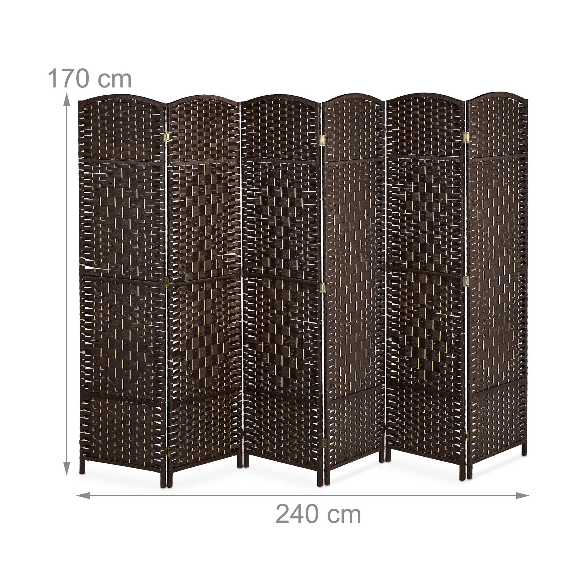 Paravent Raumteiler 6-teilig Braun von Relaxdays