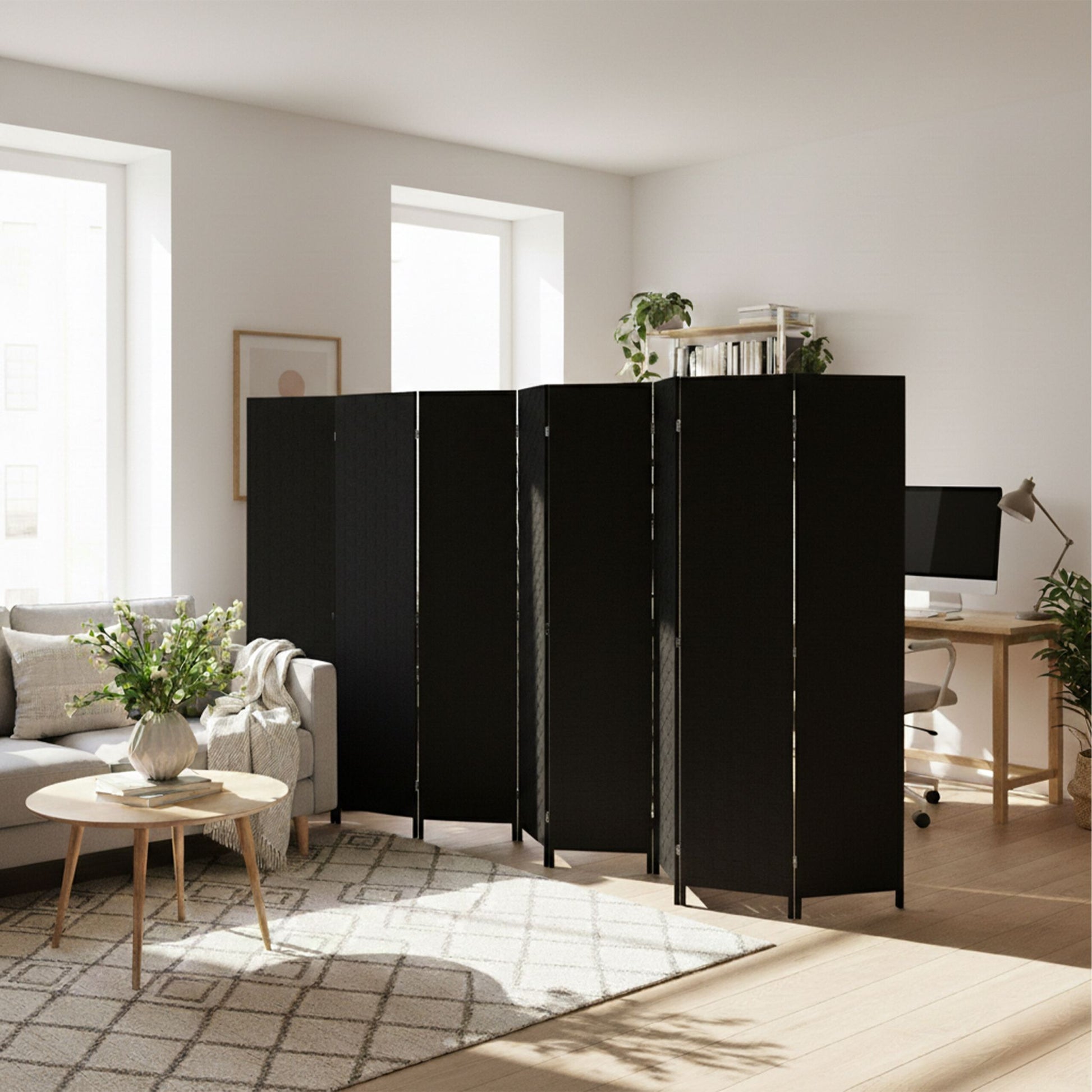 Paravent Raumteiler 8-teilig Schwarz von Relaxdays
