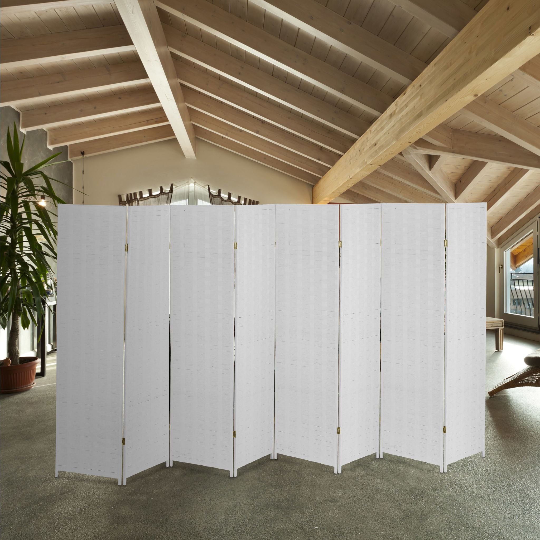 Paravent Raumteiler 8-teilig Weiss von Relaxdays