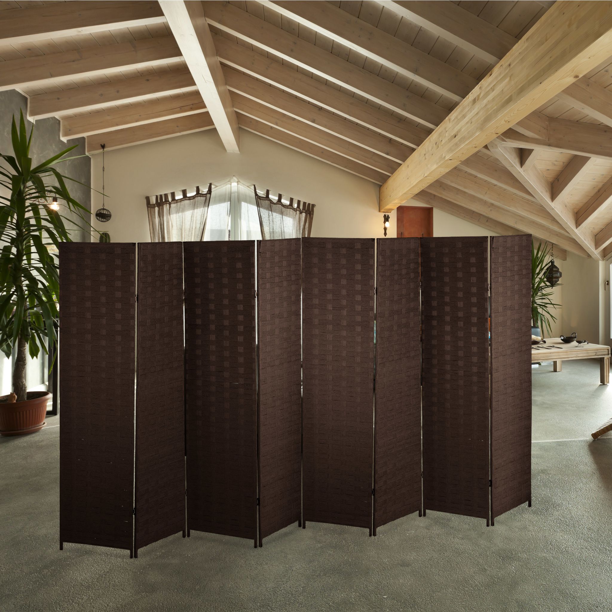 Paravent Raumteiler 8-teilig Braun von Relaxdays