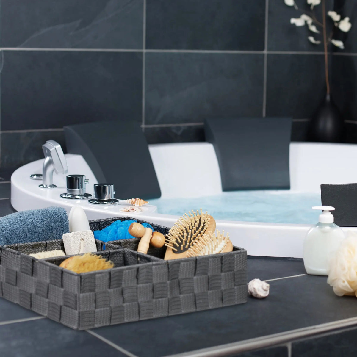 Aufbewahrungskorb 5 Fächer Grau von Relaxdays